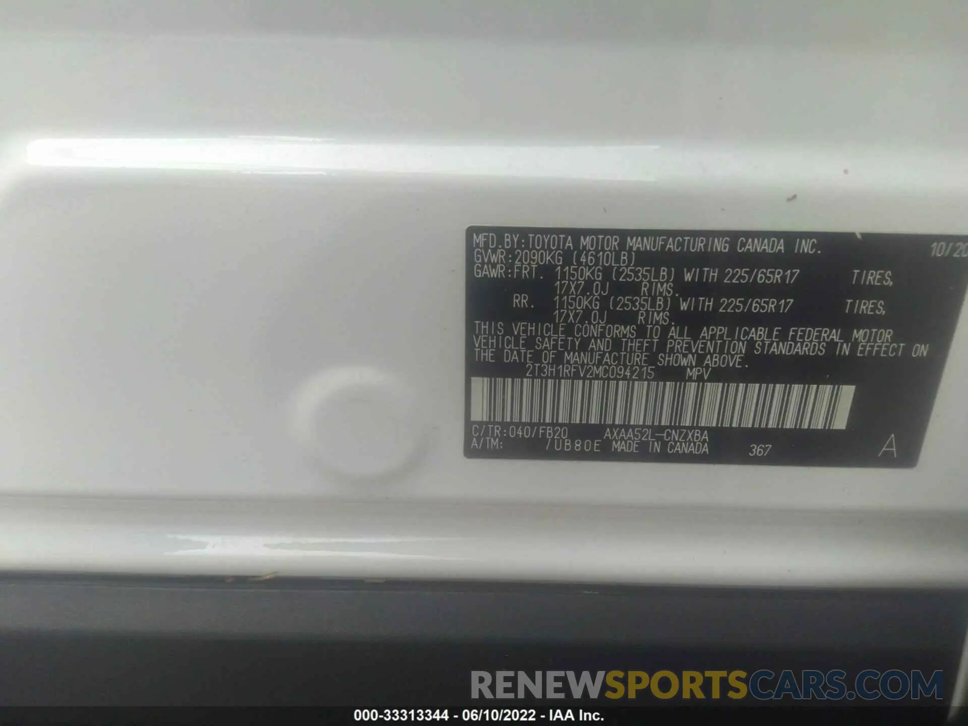 9 fotografías del automóvil dañado 2T3H1RFV2MC094215 TOYOTA RAV4 2021