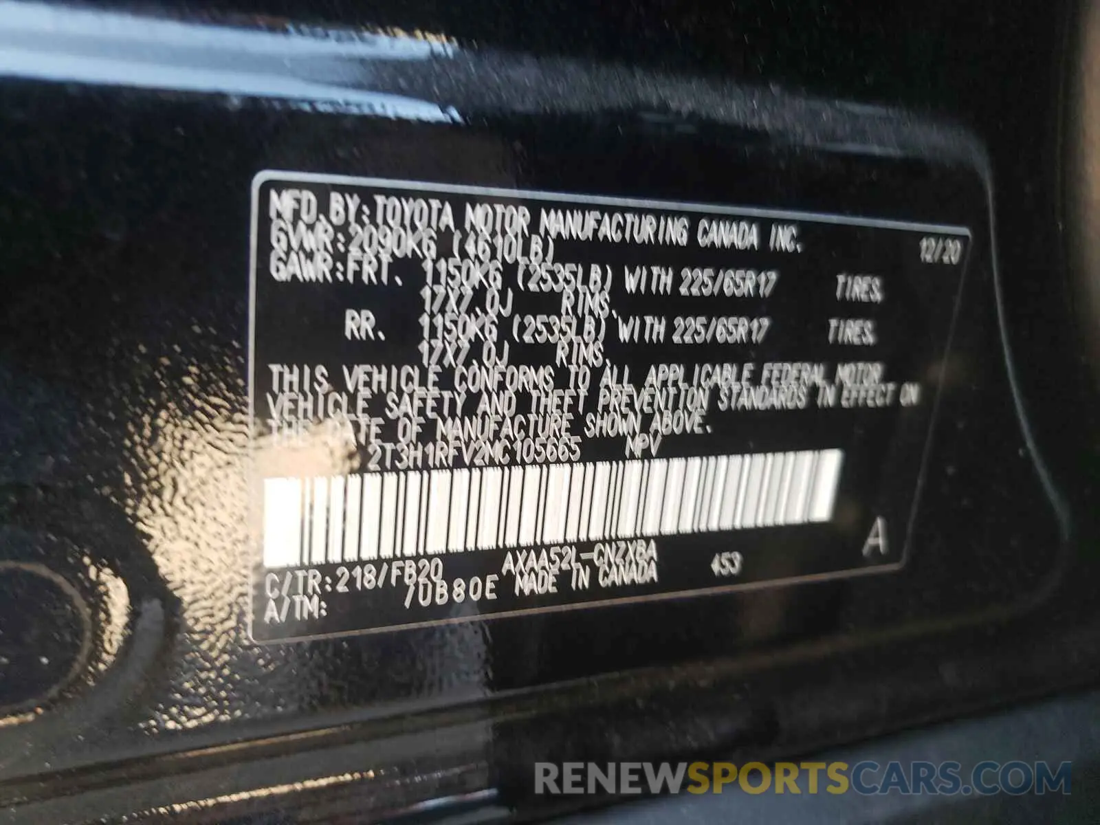 10 fotografías del automóvil dañado 2T3H1RFV2MC105665 TOYOTA RAV4 2021