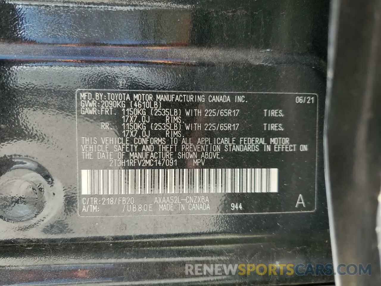 14 fotografías del automóvil dañado 2T3H1RFV2MC147091 TOYOTA RAV4 2021