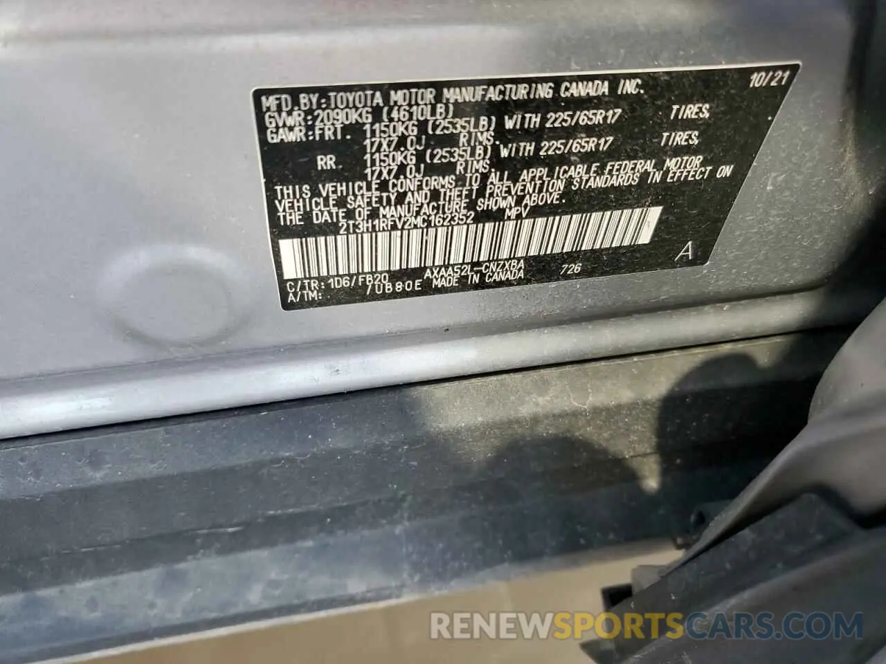 13 fotografías del automóvil dañado 2T3H1RFV2MC162352 TOYOTA RAV4 2021
