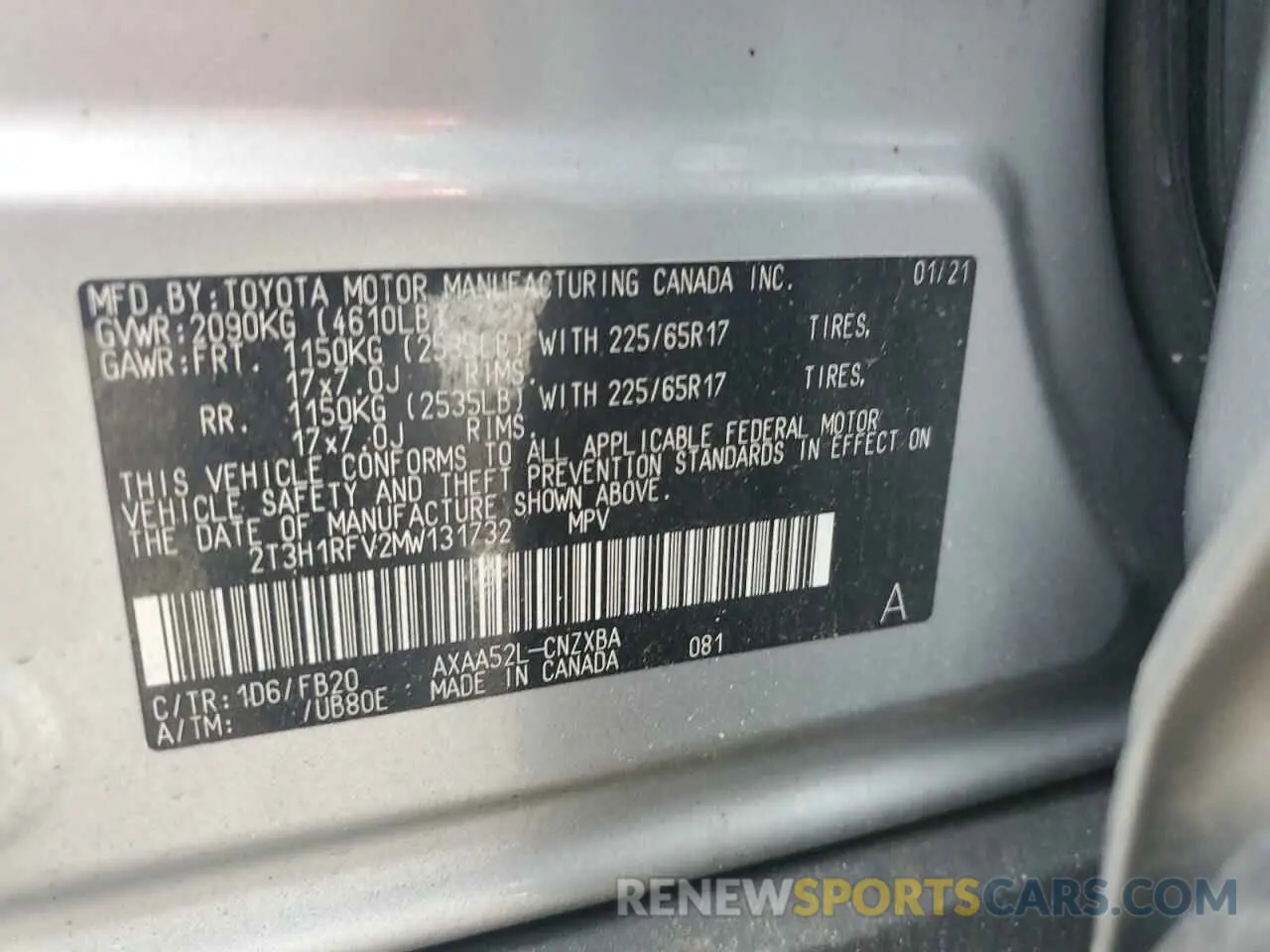 13 fotografías del automóvil dañado 2T3H1RFV2MW131732 TOYOTA RAV4 2021