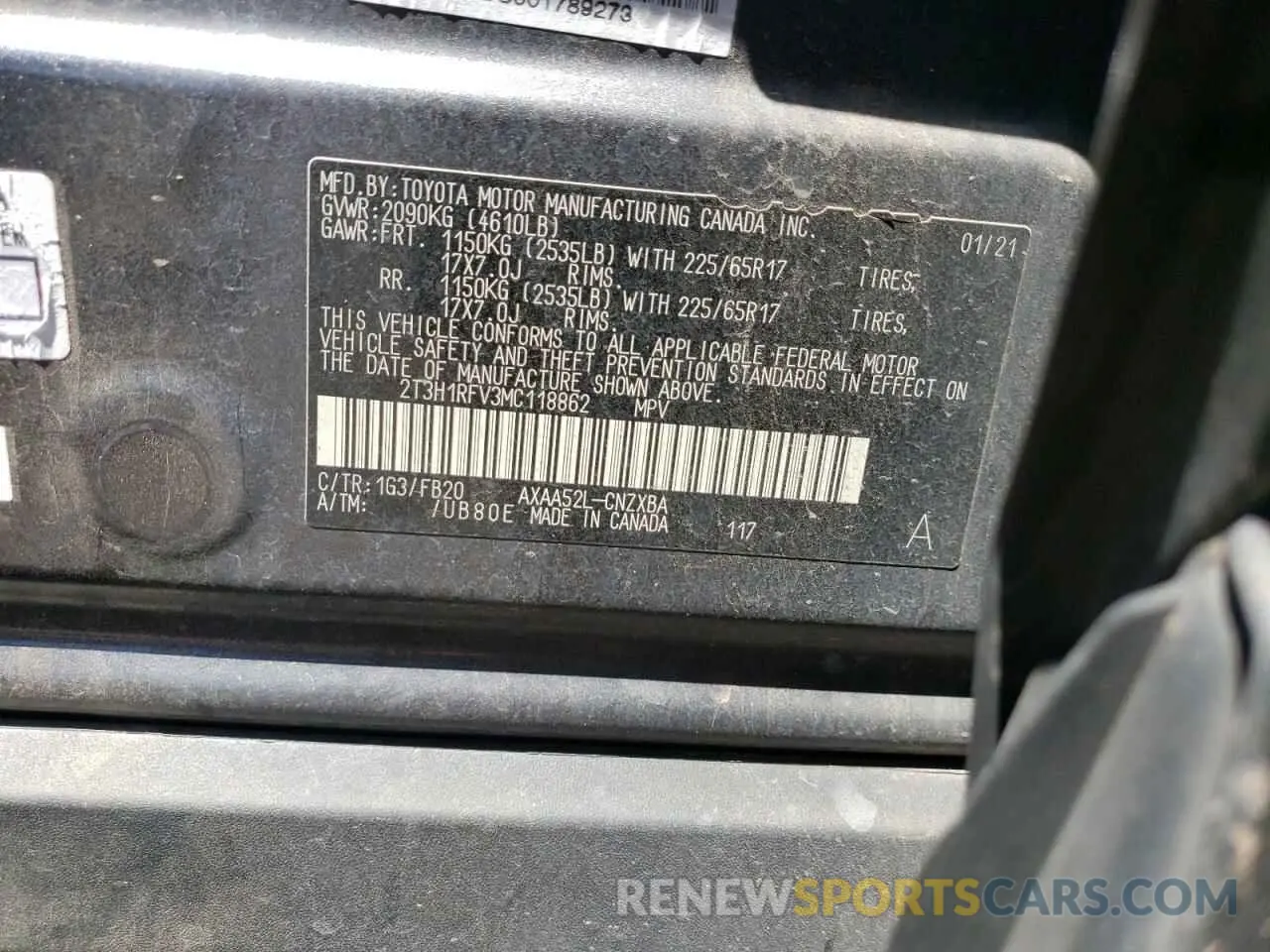 13 fotografías del automóvil dañado 2T3H1RFV3MC118862 TOYOTA RAV4 2021