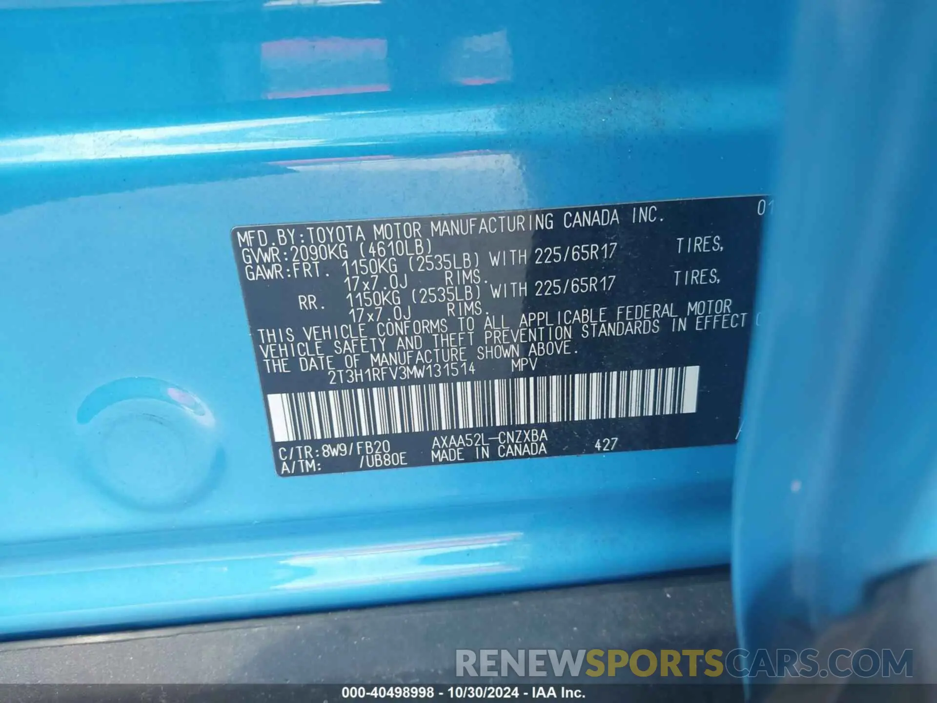 9 fotografías del automóvil dañado 2T3H1RFV3MW131514 TOYOTA RAV4 2021