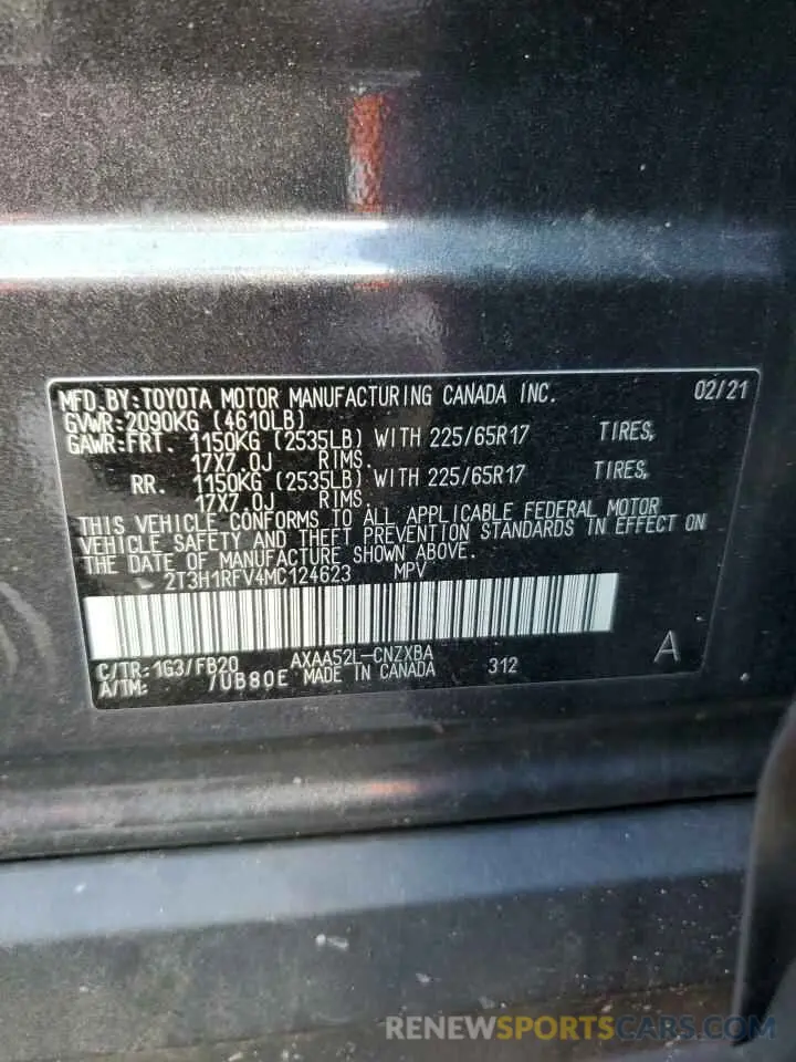 13 fotografías del automóvil dañado 2T3H1RFV4MC124623 TOYOTA RAV4 2021