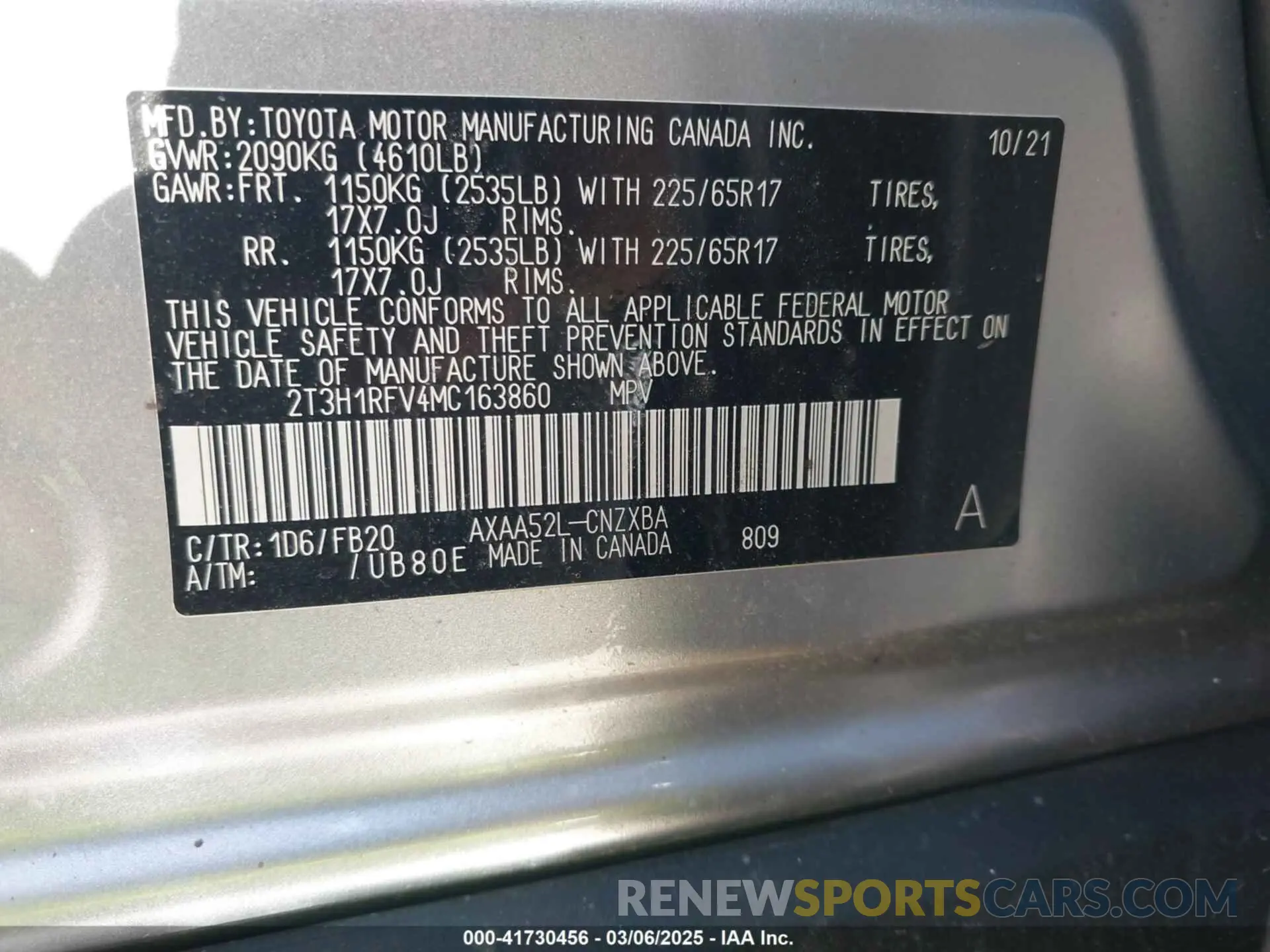 9 fotografías del automóvil dañado 2T3H1RFV4MC163860 TOYOTA RAV4 2021