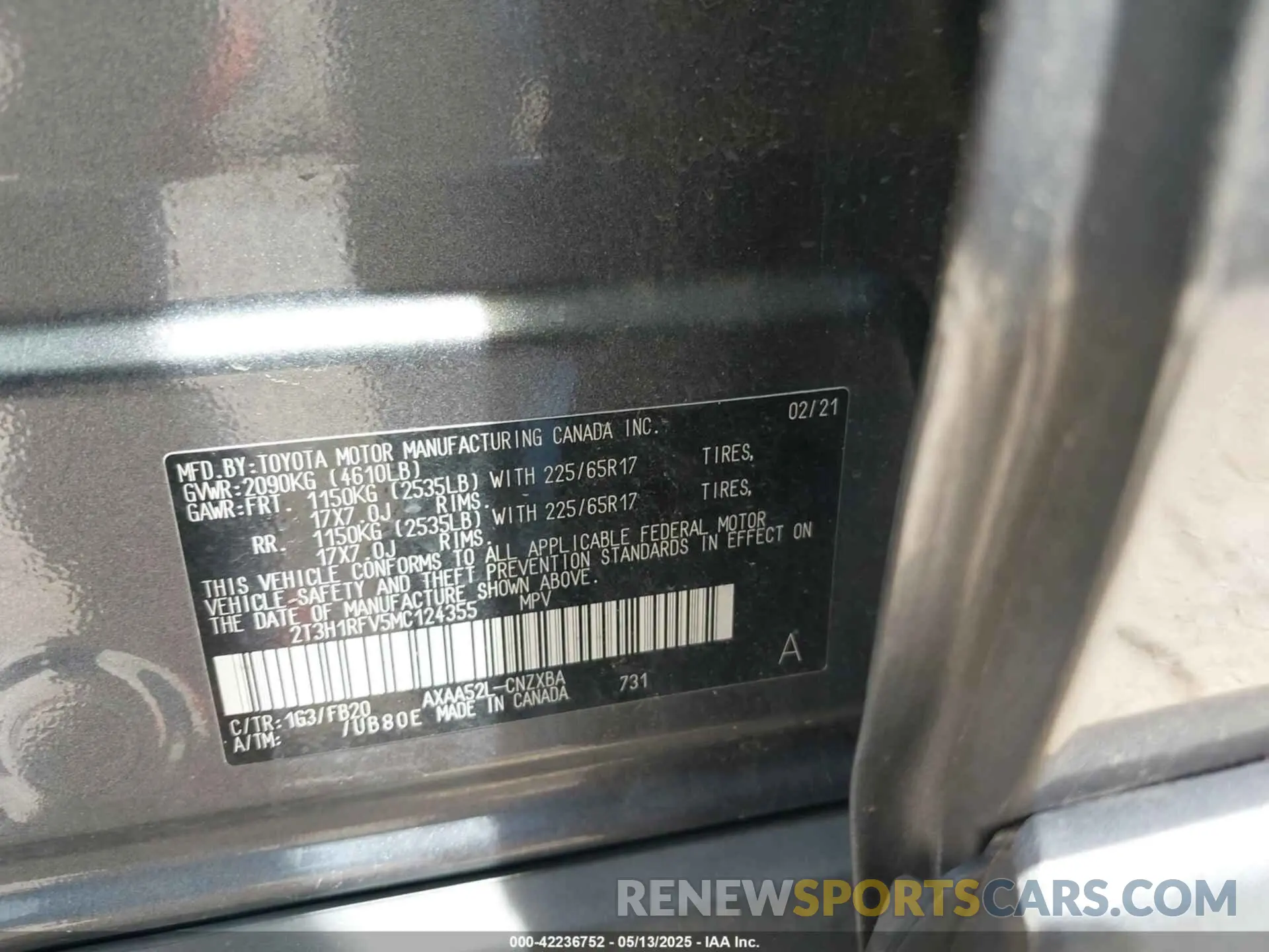 9 fotografías del automóvil dañado 2T3H1RFV5MC124355 TOYOTA RAV4 2021