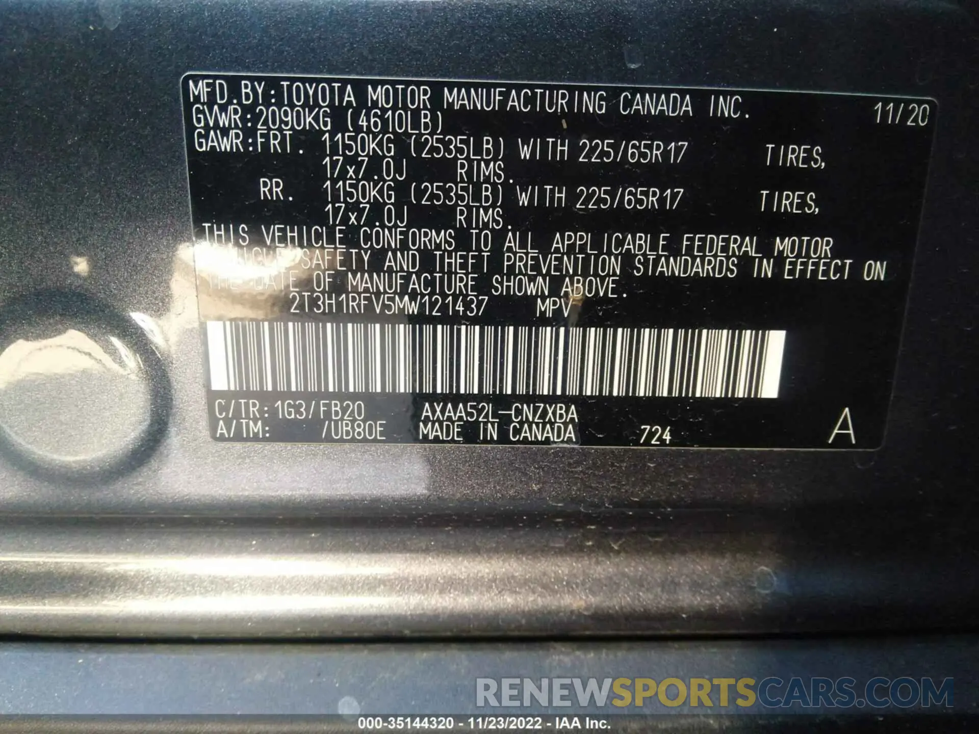 9 fotografías del automóvil dañado 2T3H1RFV5MW121437 TOYOTA RAV4 2021