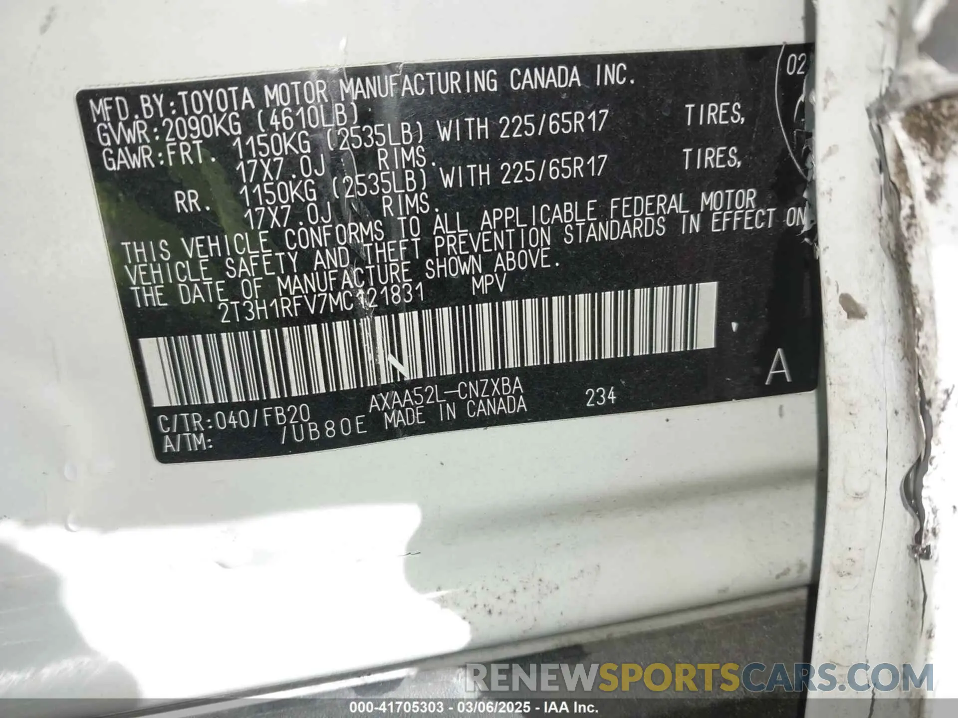 9 fotografías del automóvil dañado 2T3H1RFV7MC121831 TOYOTA RAV4 2021