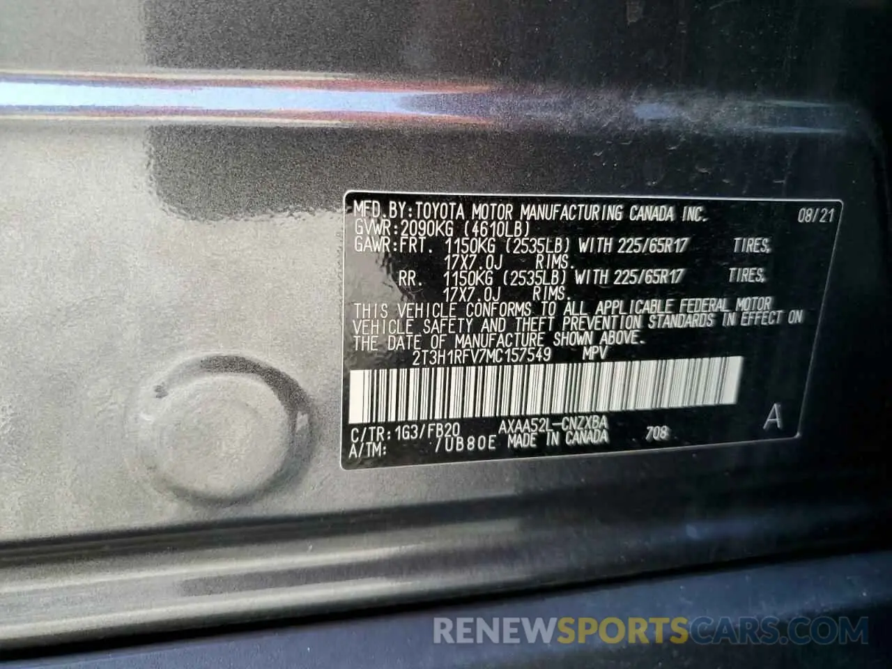 13 fotografías del automóvil dañado 2T3H1RFV7MC157549 TOYOTA RAV4 2021