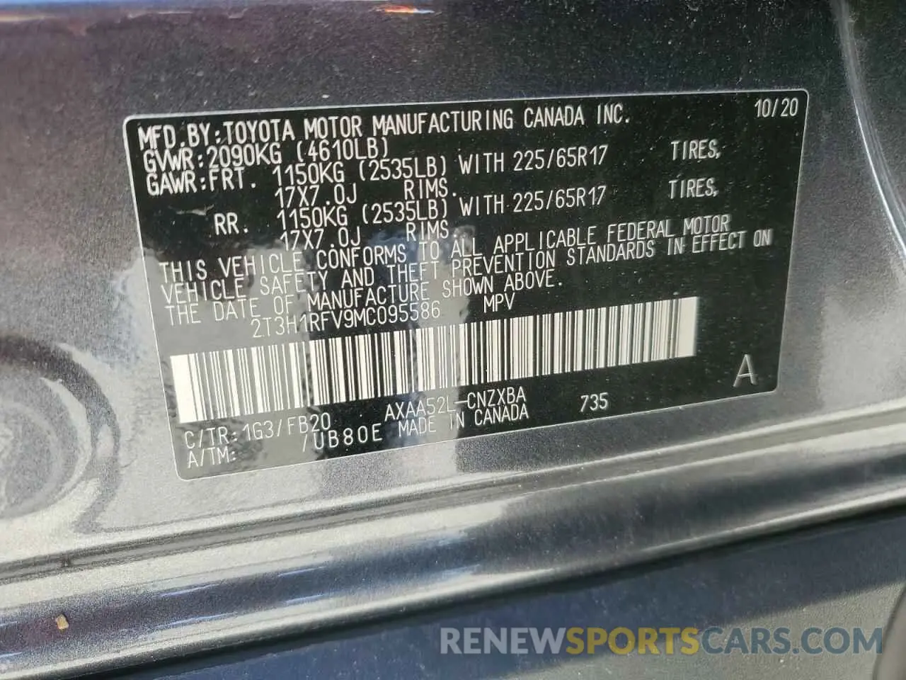 13 fotografías del automóvil dañado 2T3H1RFV9MC095586 TOYOTA RAV4 2021
