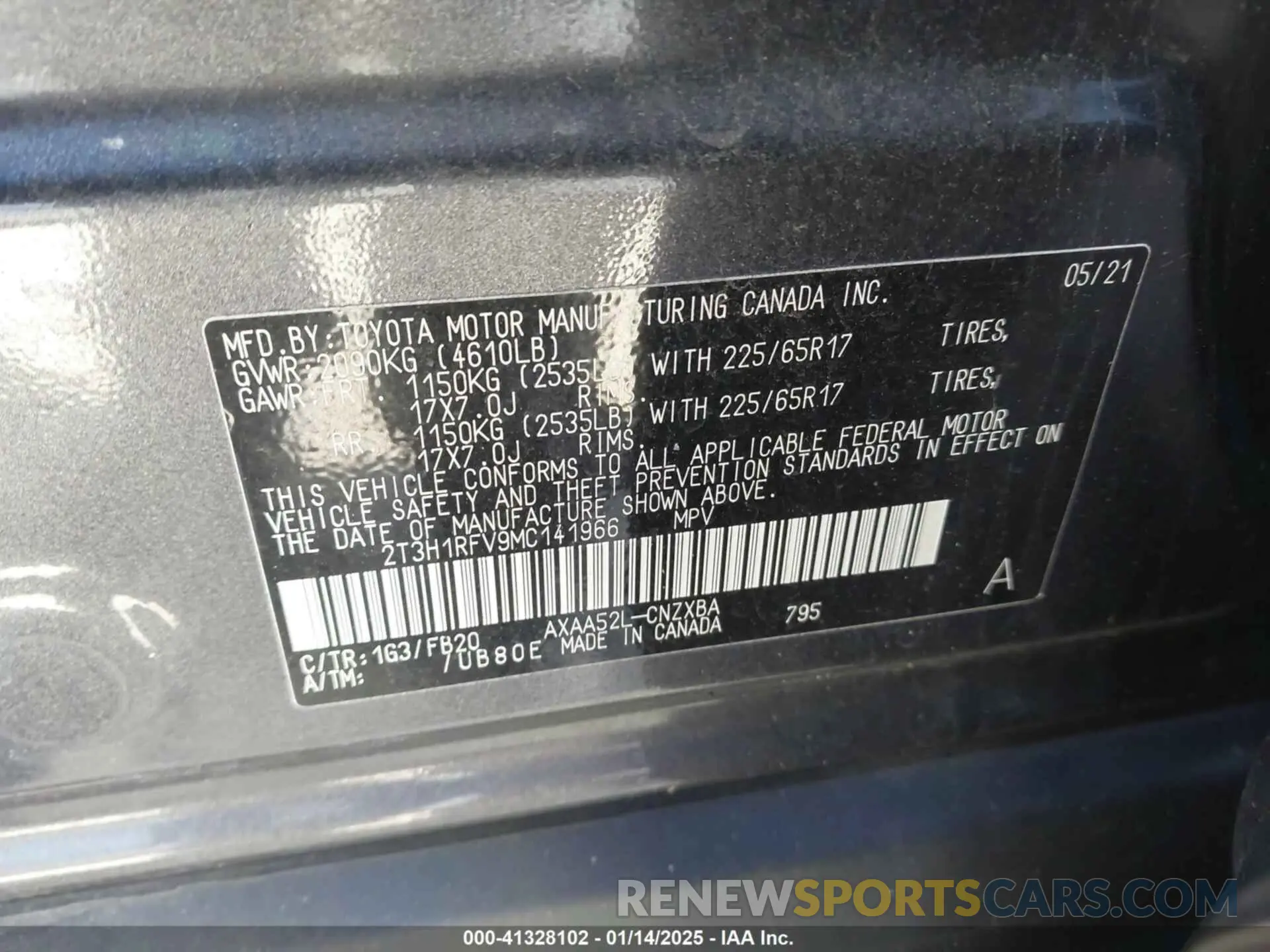 9 fotografías del automóvil dañado 2T3H1RFV9MC141966 TOYOTA RAV4 2021