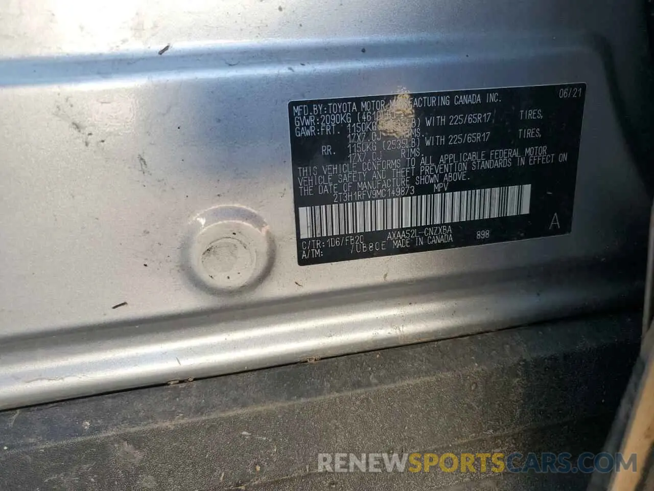 14 fotografías del automóvil dañado 2T3H1RFV9MC149873 TOYOTA RAV4 2021