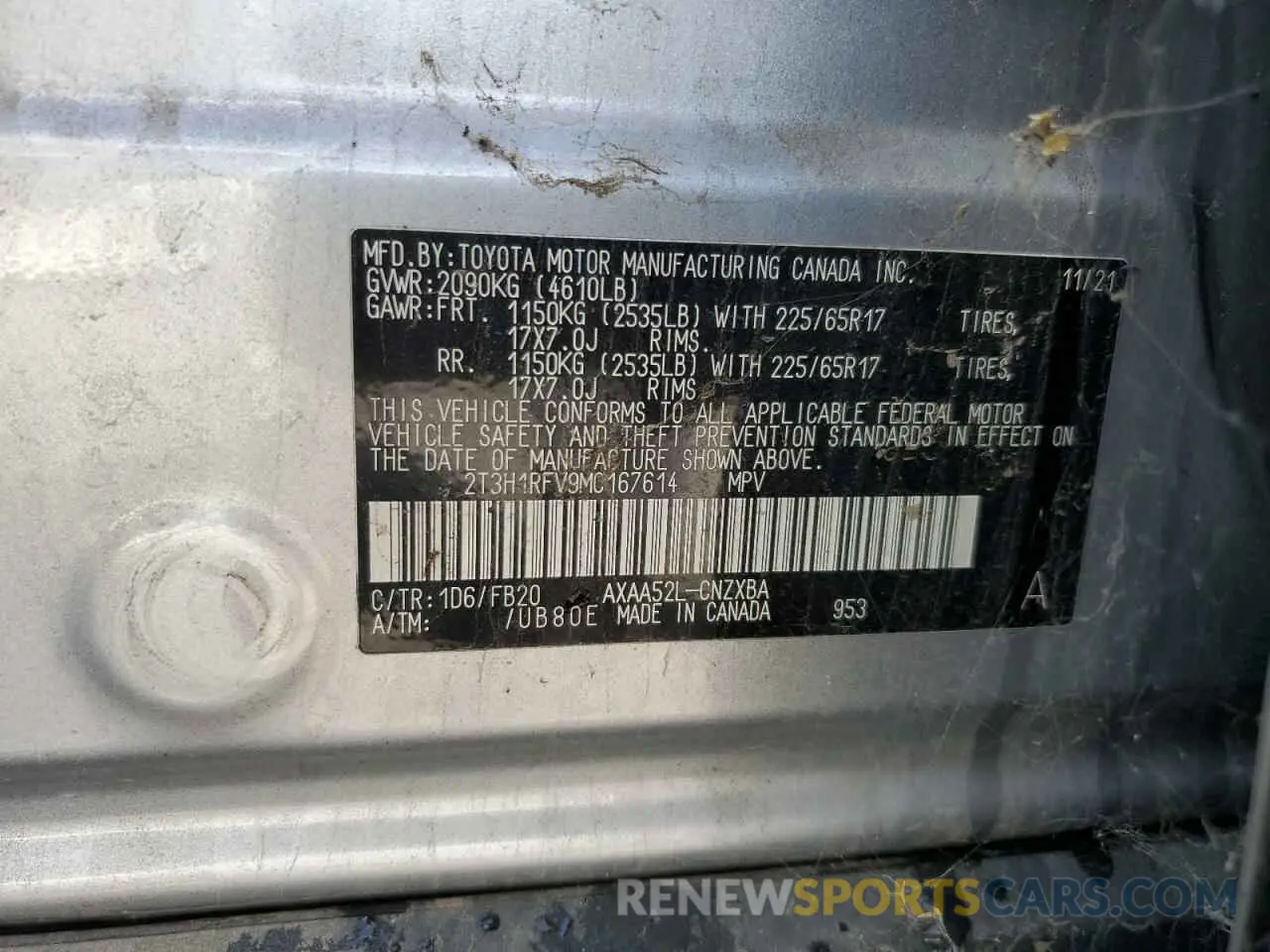 13 fotografías del automóvil dañado 2T3H1RFV9MC167614 TOYOTA RAV4 2021