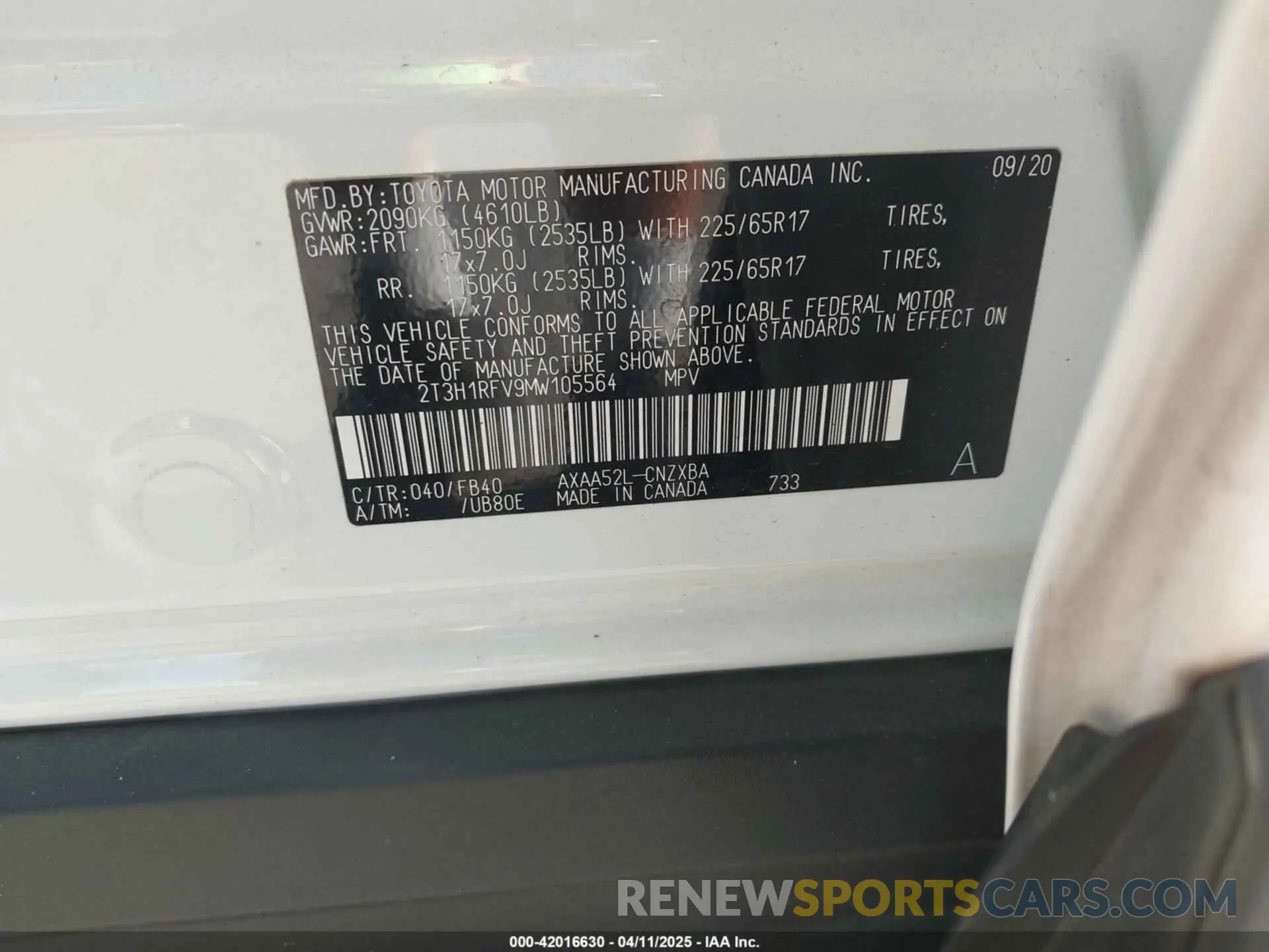 9 fotografías del automóvil dañado 2T3H1RFV9MW105564 TOYOTA RAV4 2021