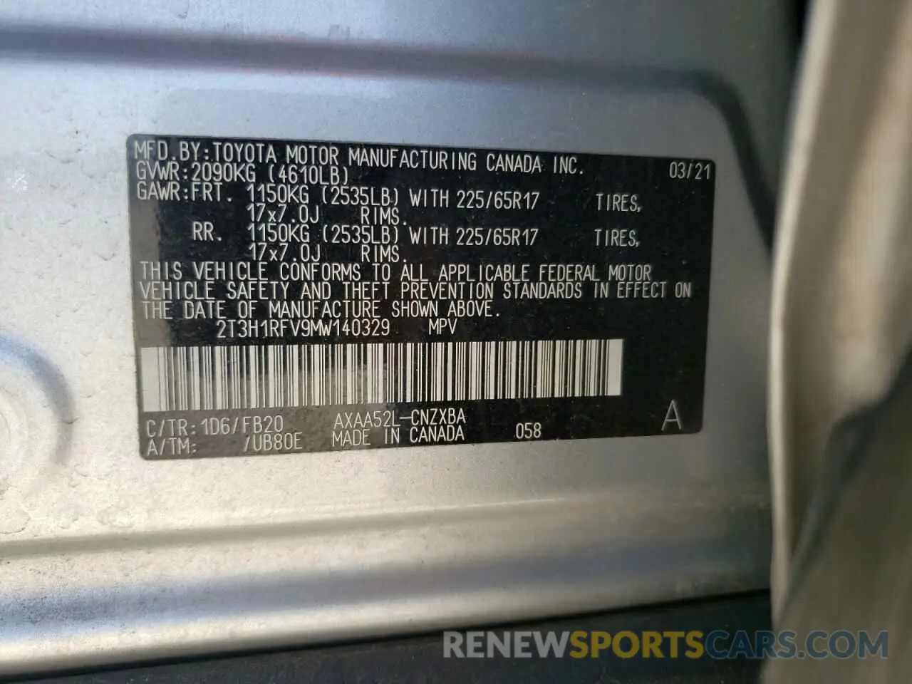 13 fotografías del automóvil dañado 2T3H1RFV9MW140329 TOYOTA RAV4 2021