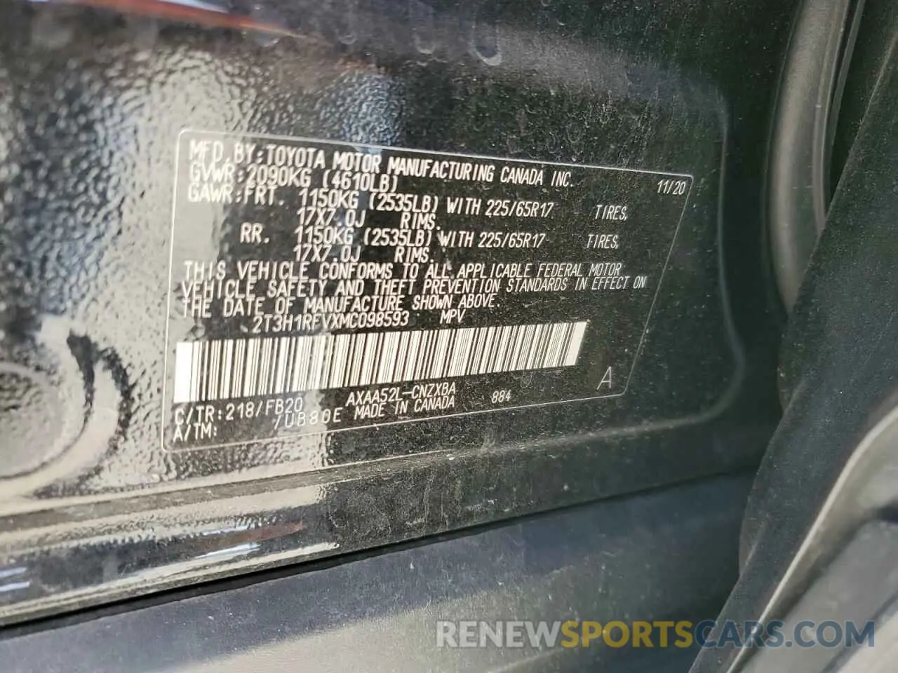 13 fotografías del automóvil dañado 2T3H1RFVXMC098593 TOYOTA RAV4 2021