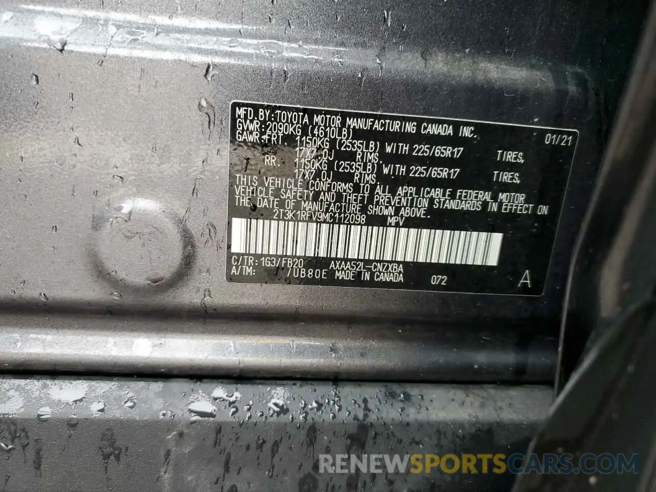 13 fotografías del automóvil dañado 2T3K1RFV9MC112098 TOYOTA RAV4 2021