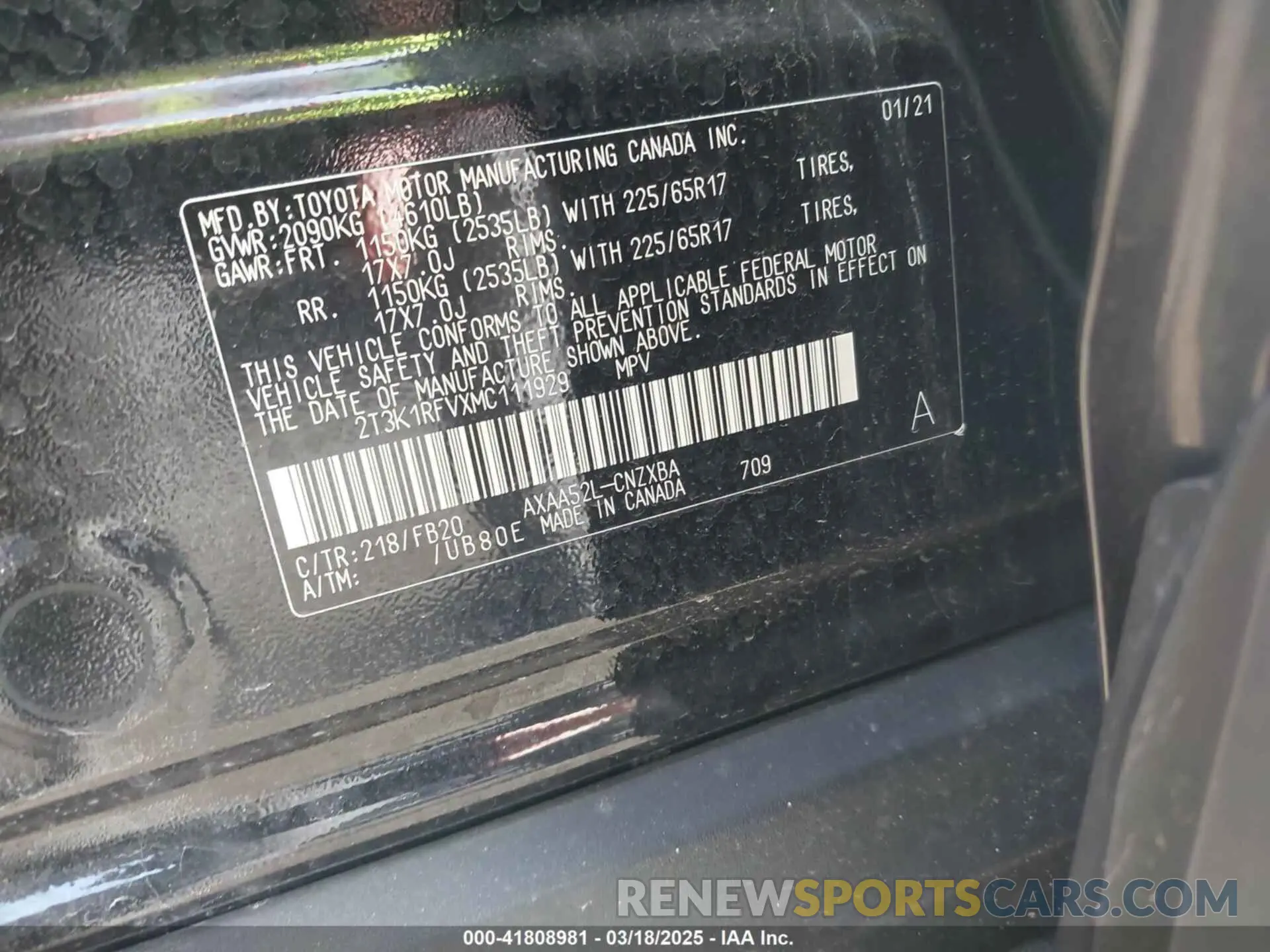 9 fotografías del automóvil dañado 2T3K1RFVXMC111929 TOYOTA RAV4 2021
