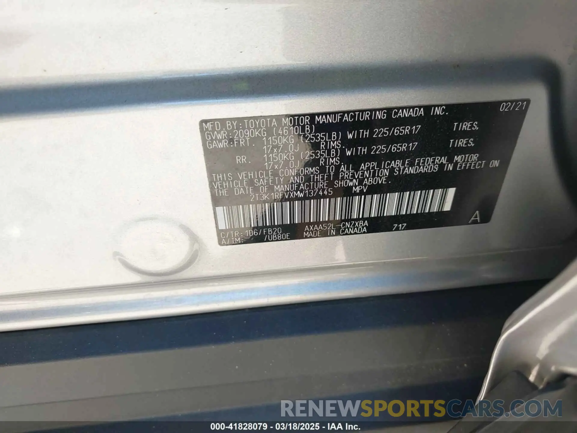9 fotografías del automóvil dañado 2T3K1RFVXMW137445 TOYOTA RAV4 2021