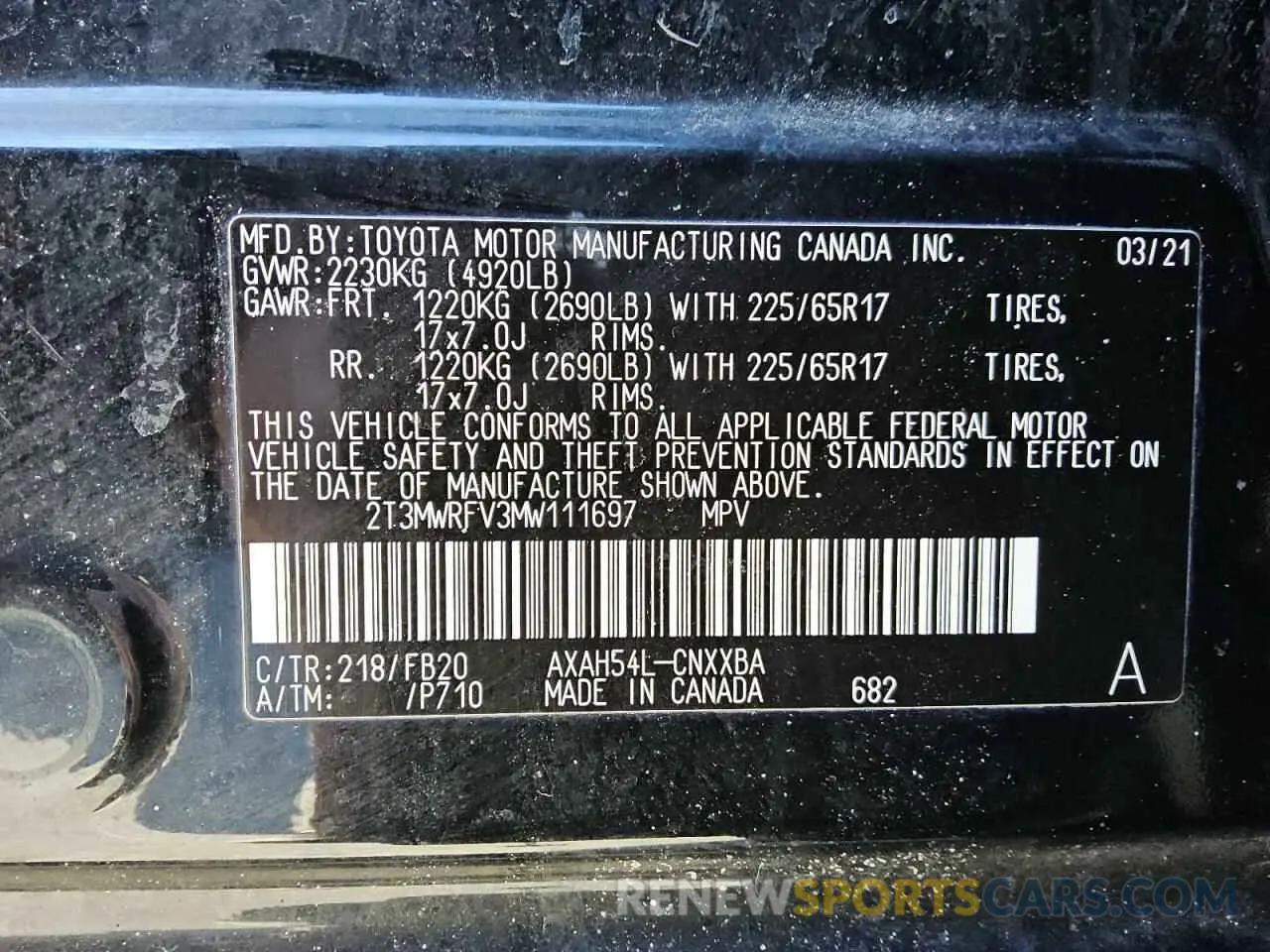 13 fotografías del automóvil dañado 2T3MWRFV3MW111697 TOYOTA RAV4 2021
