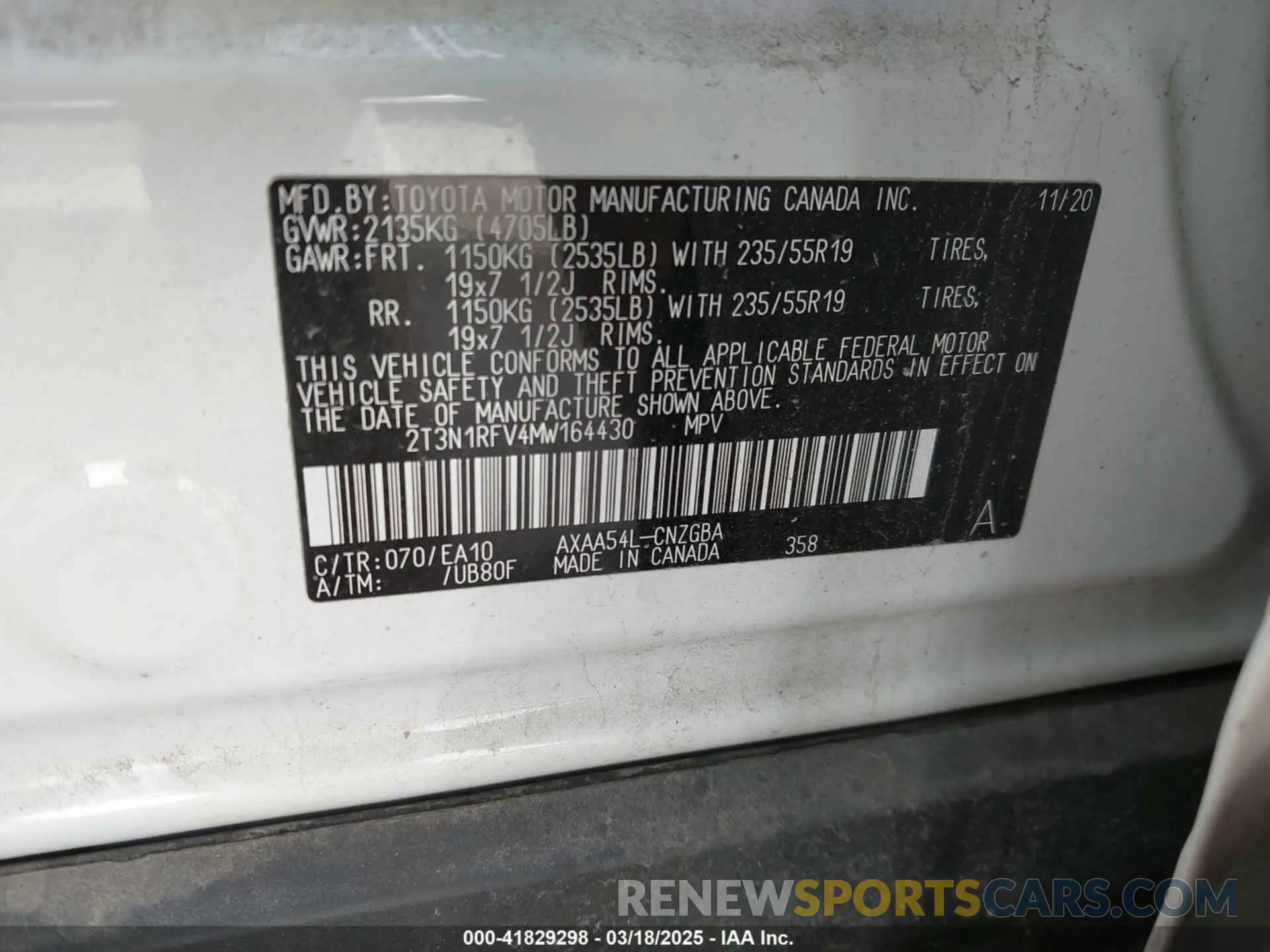 9 fotografías del automóvil dañado 2T3N1RFV4MW164430 TOYOTA RAV4 2021