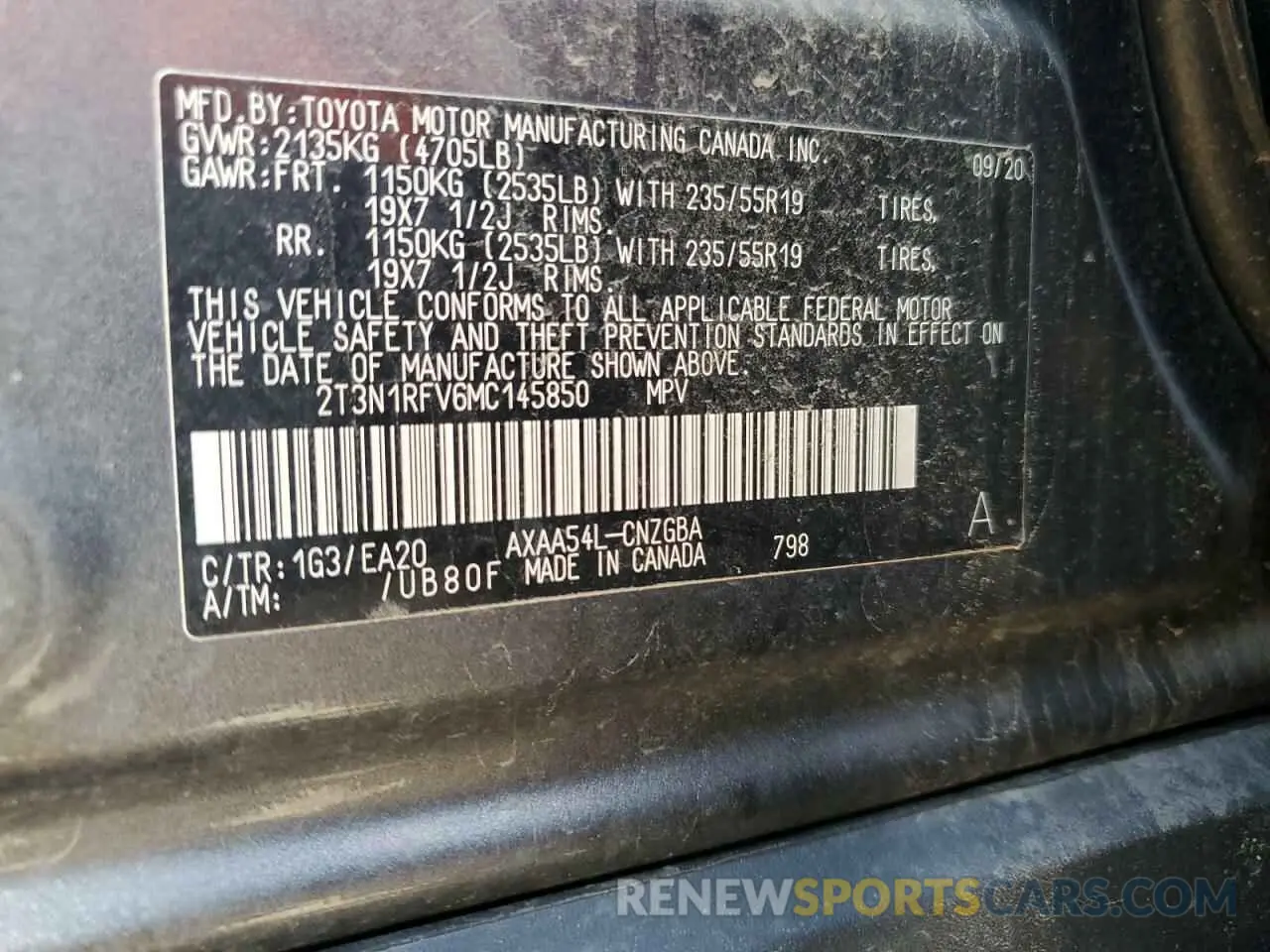 14 fotografías del automóvil dañado 2T3N1RFV6MC145850 TOYOTA RAV4 2021