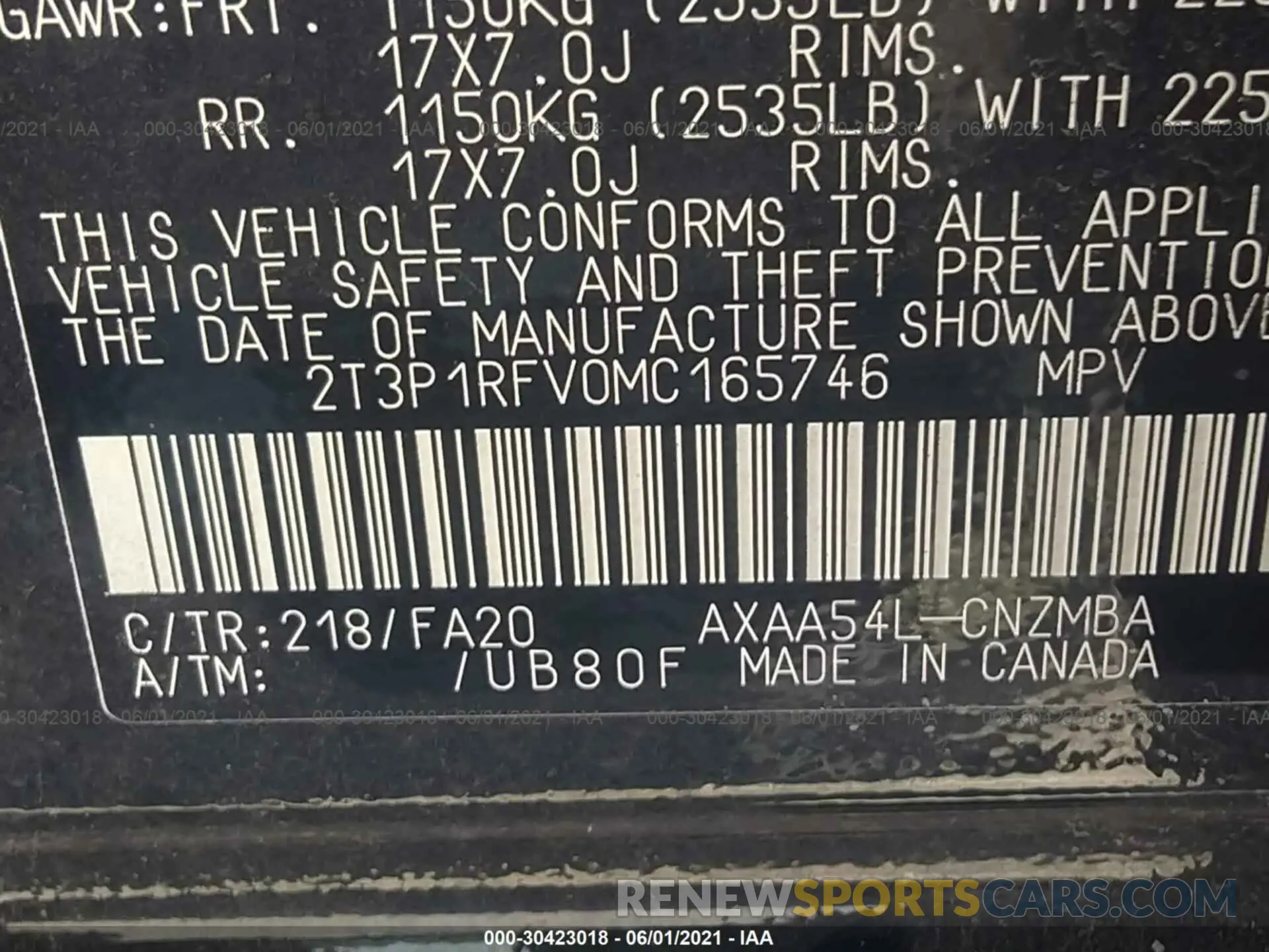 9 fotografías del automóvil dañado 2T3P1RFV0MC165746 TOYOTA RAV4 2021