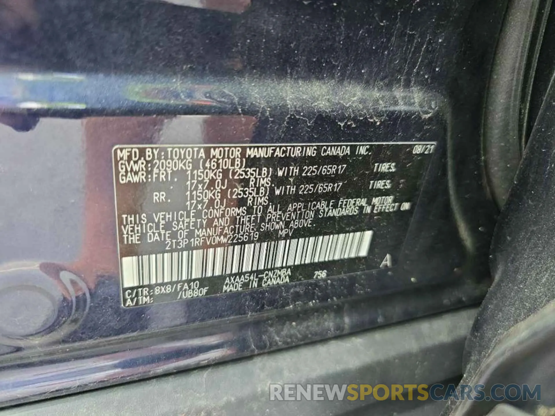 20 fotografías del automóvil dañado 2T3P1RFV0MW225619 TOYOTA RAV4 2021