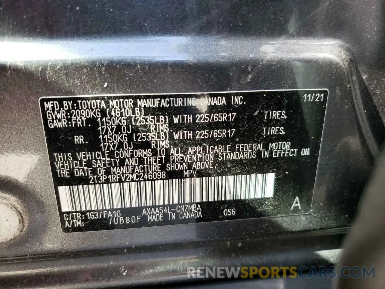 14 fotografías del automóvil dañado 2T3P1RFV2MC246098 TOYOTA RAV4 2021