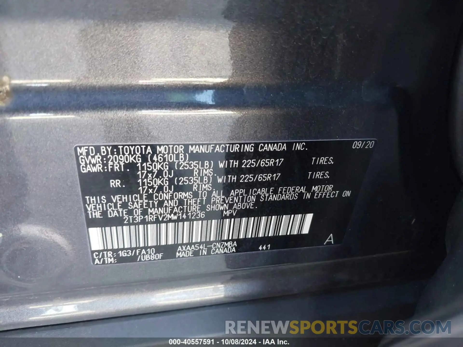 9 fotografías del automóvil dañado 2T3P1RFV2MW141236 TOYOTA RAV4 2021