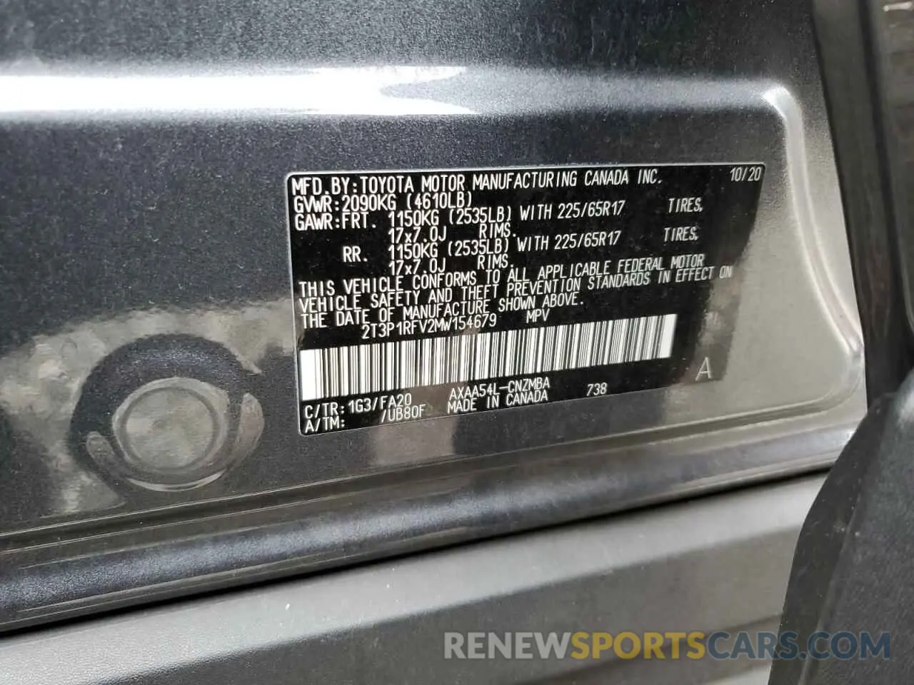 13 fotografías del automóvil dañado 2T3P1RFV2MW154679 TOYOTA RAV4 2021