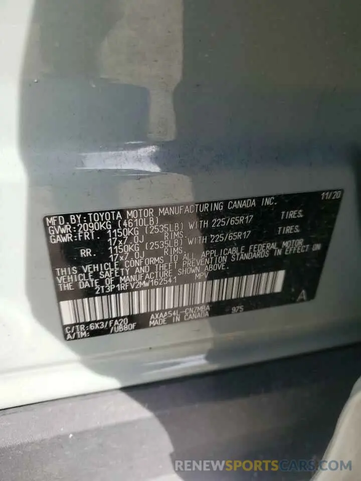 13 fotografías del automóvil dañado 2T3P1RFV2MW162541 TOYOTA RAV4 2021