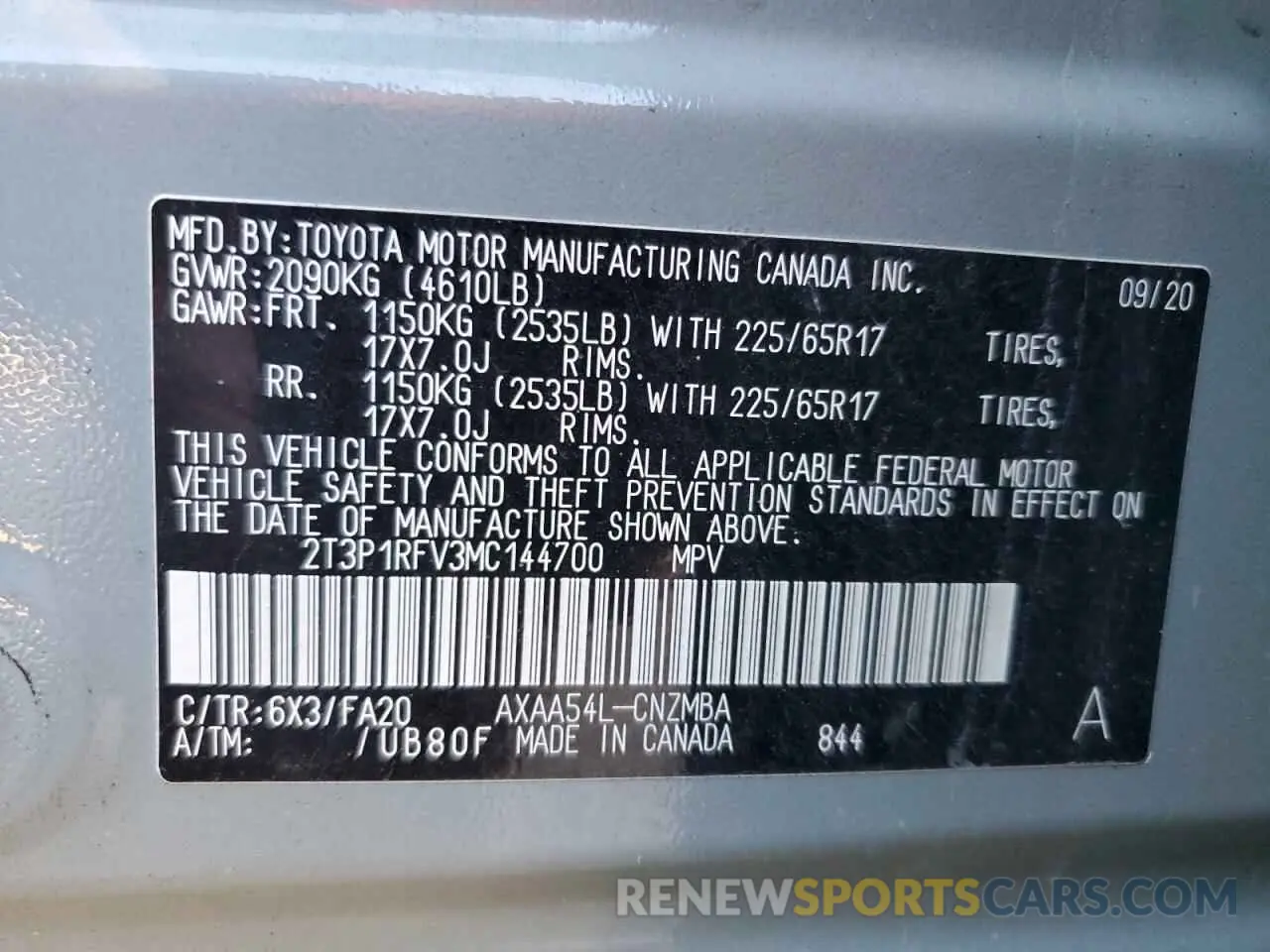 13 fotografías del automóvil dañado 2T3P1RFV3MC144700 TOYOTA RAV4 2021