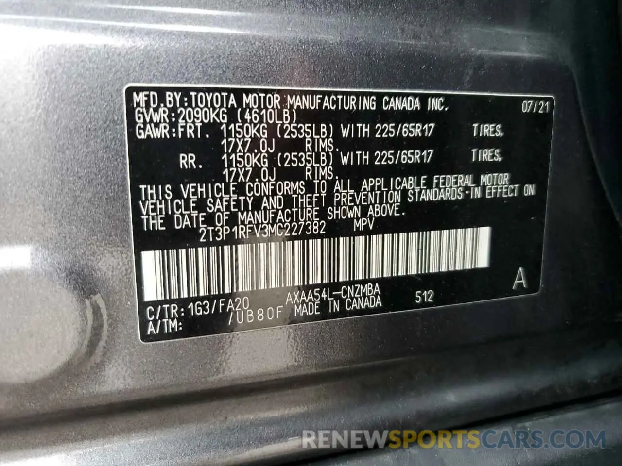 13 fotografías del automóvil dañado 2T3P1RFV3MC227382 TOYOTA RAV4 2021