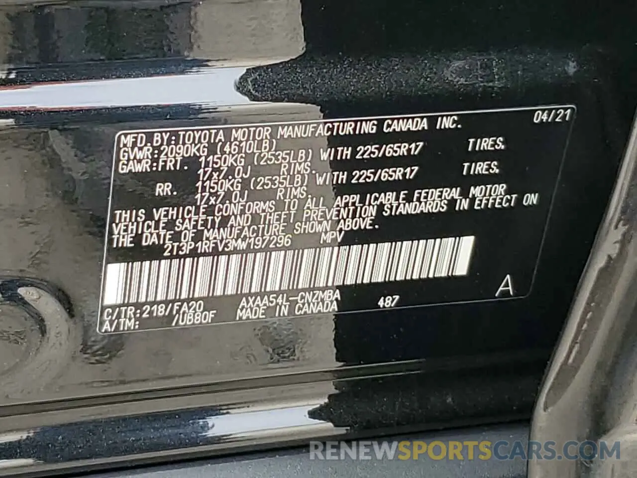 13 fotografías del automóvil dañado 2T3P1RFV3MW197296 TOYOTA RAV4 2021