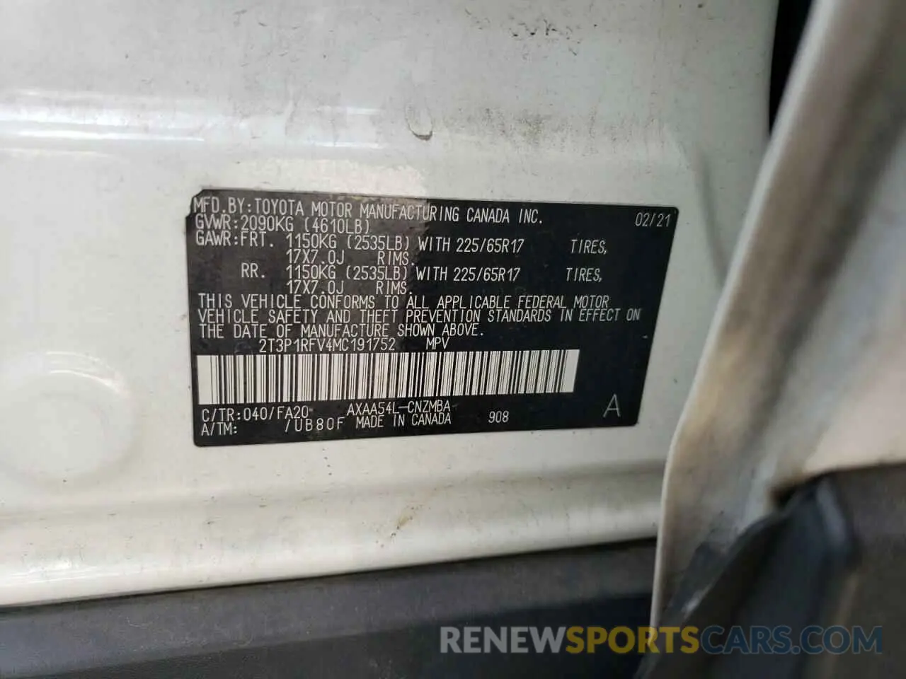 13 fotografías del automóvil dañado 2T3P1RFV4MC191752 TOYOTA RAV4 2021