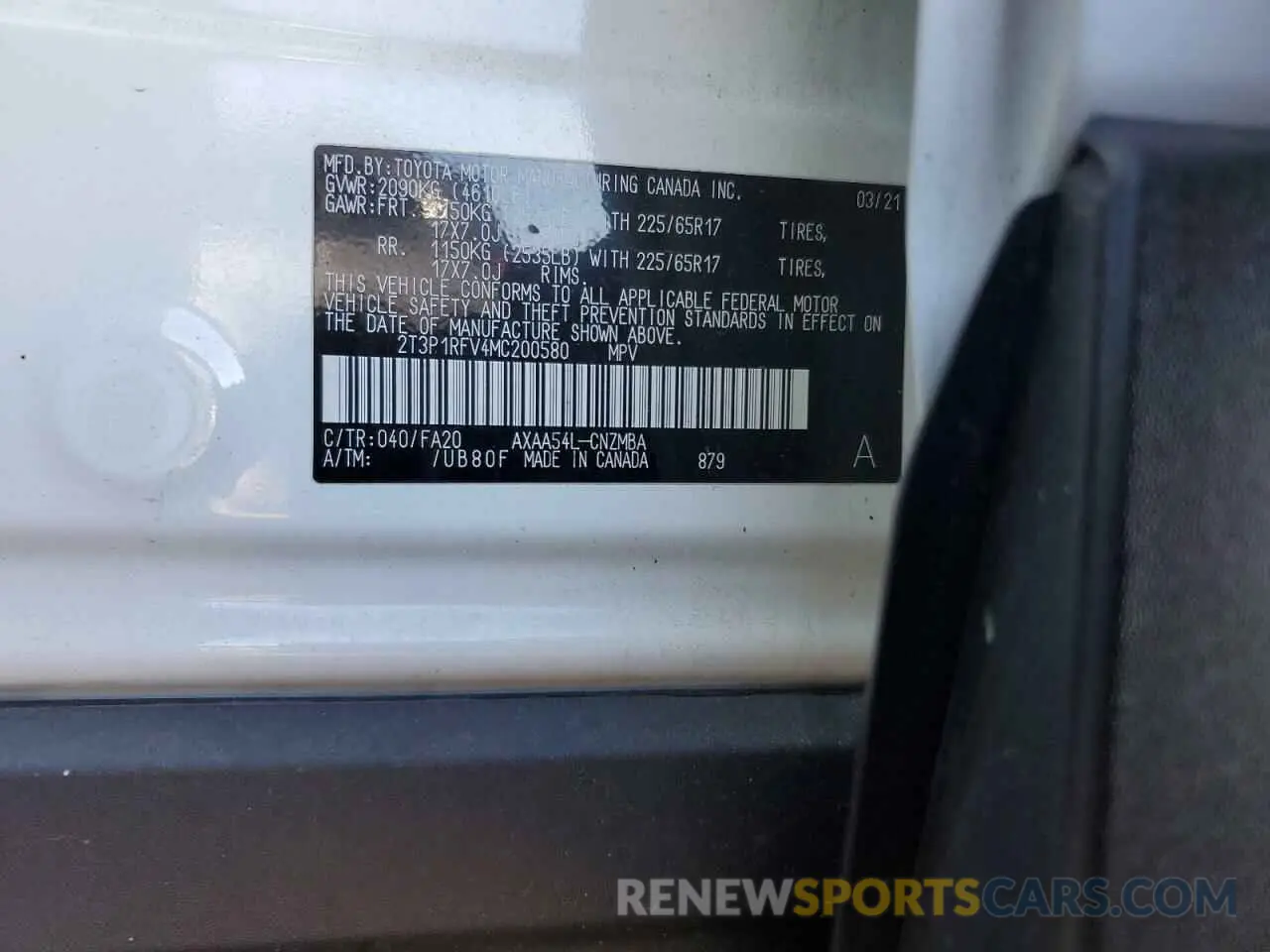 12 fotografías del automóvil dañado 2T3P1RFV4MC200580 TOYOTA RAV4 2021
