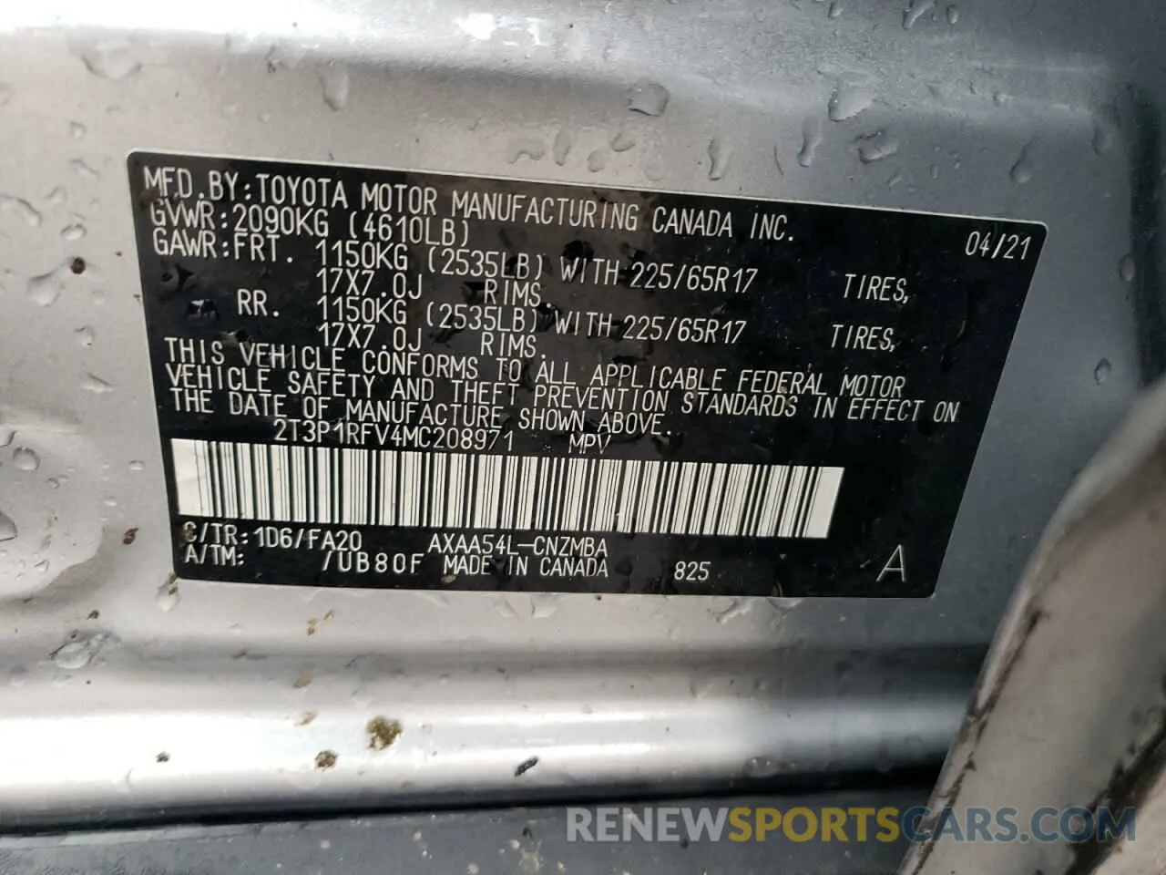 13 fotografías del automóvil dañado 2T3P1RFV4MC208971 TOYOTA RAV4 2021
