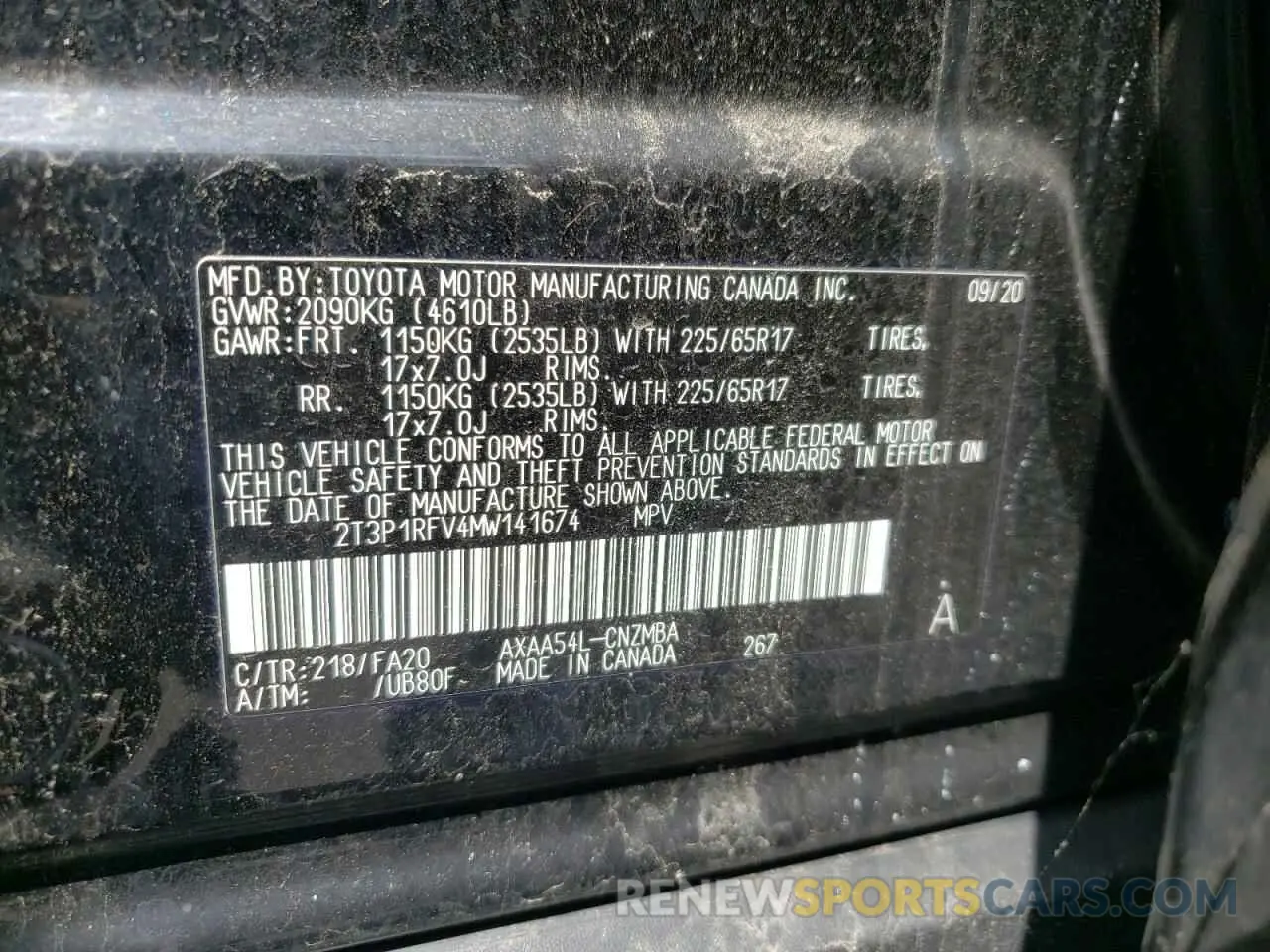 10 fotografías del automóvil dañado 2T3P1RFV4MW141674 TOYOTA RAV4 2021
