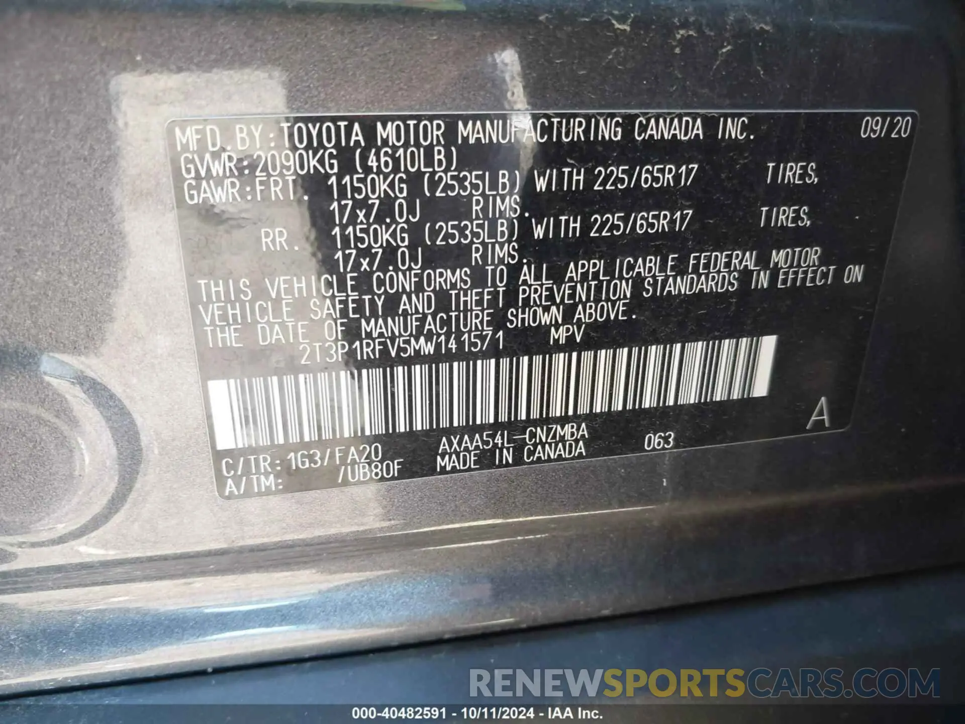 9 fotografías del automóvil dañado 2T3P1RFV5MW141571 TOYOTA RAV4 2021