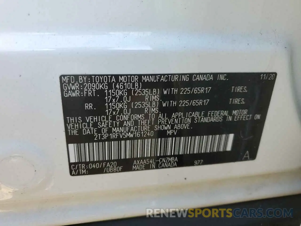 13 fotografías del automóvil dañado 2T3P1RFV5MW161240 TOYOTA RAV4 2021