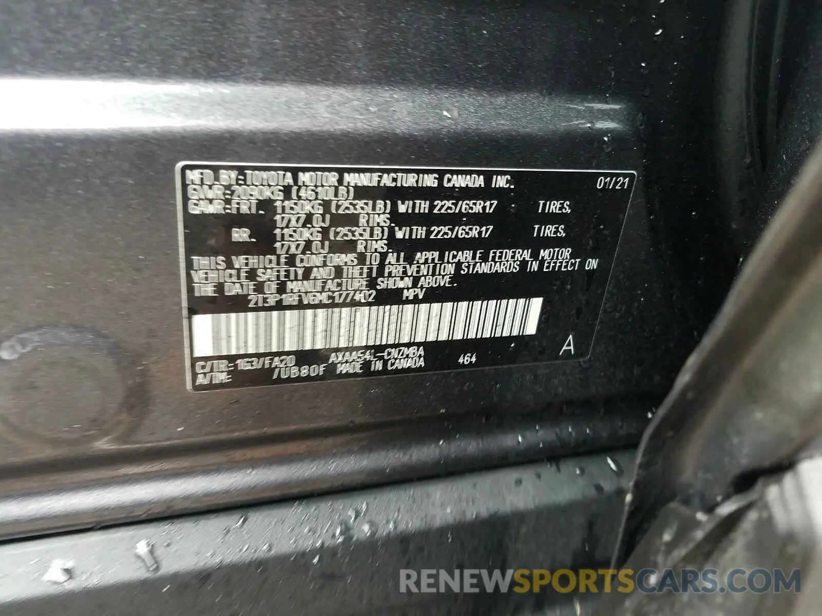 10 fotografías del automóvil dañado 2T3P1RFV6MC177402 TOYOTA RAV4 2021