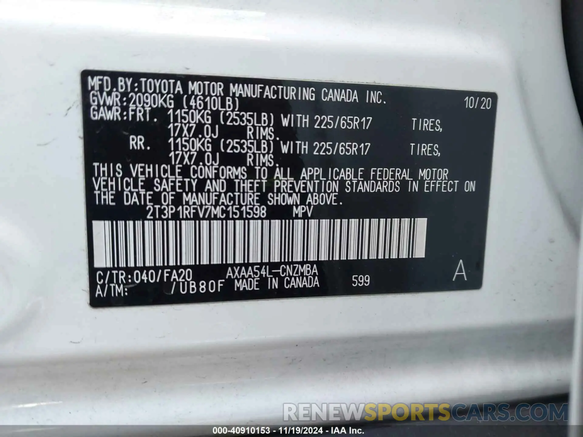 9 fotografías del automóvil dañado 2T3P1RFV7MC151598 TOYOTA RAV4 2021