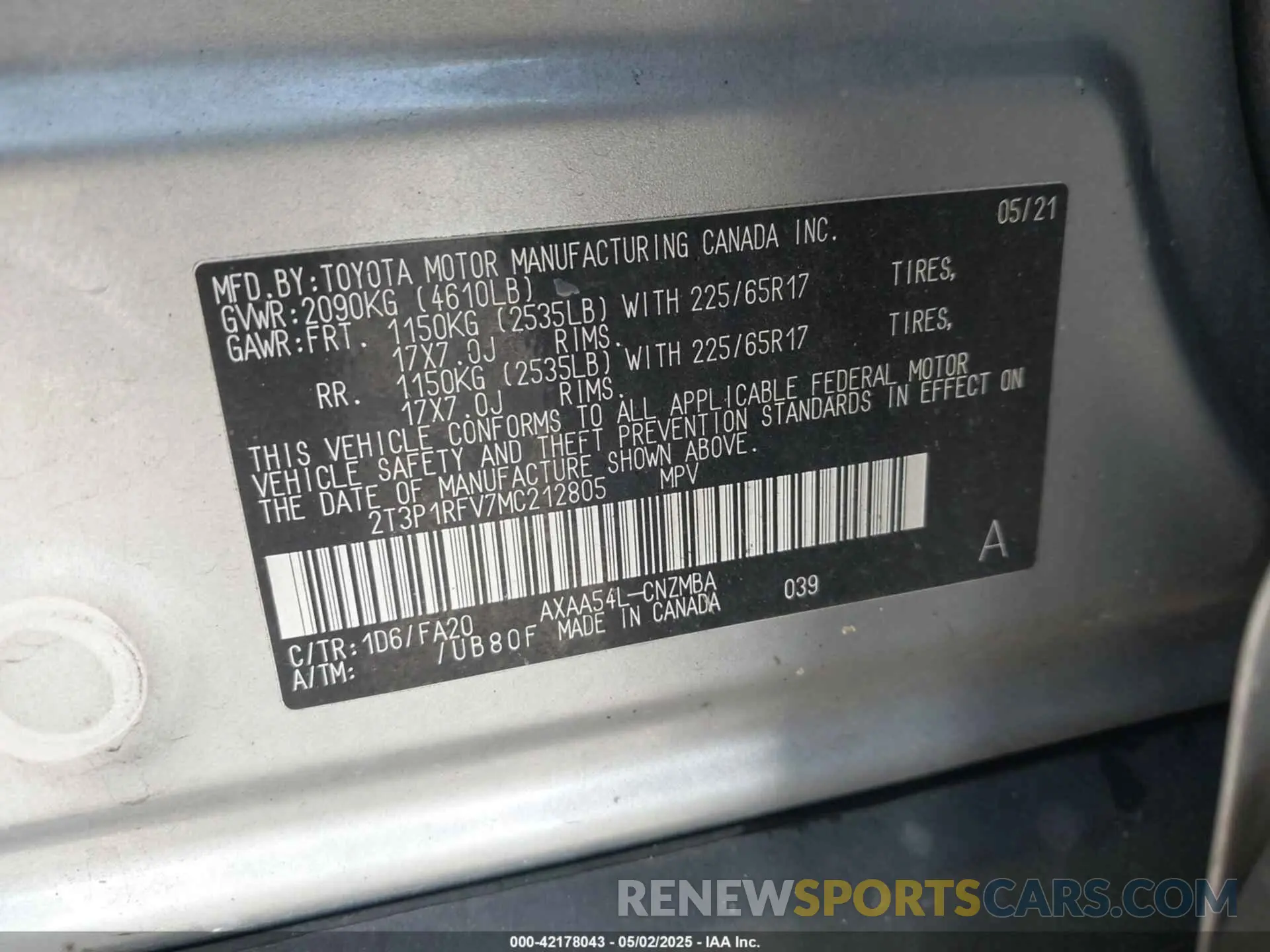 9 fotografías del automóvil dañado 2T3P1RFV7MC212805 TOYOTA RAV4 2021