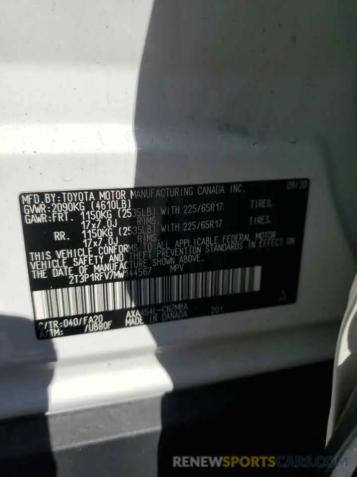 13 fotografías del automóvil dañado 2T3P1RFV7MW144567 TOYOTA RAV4 2021