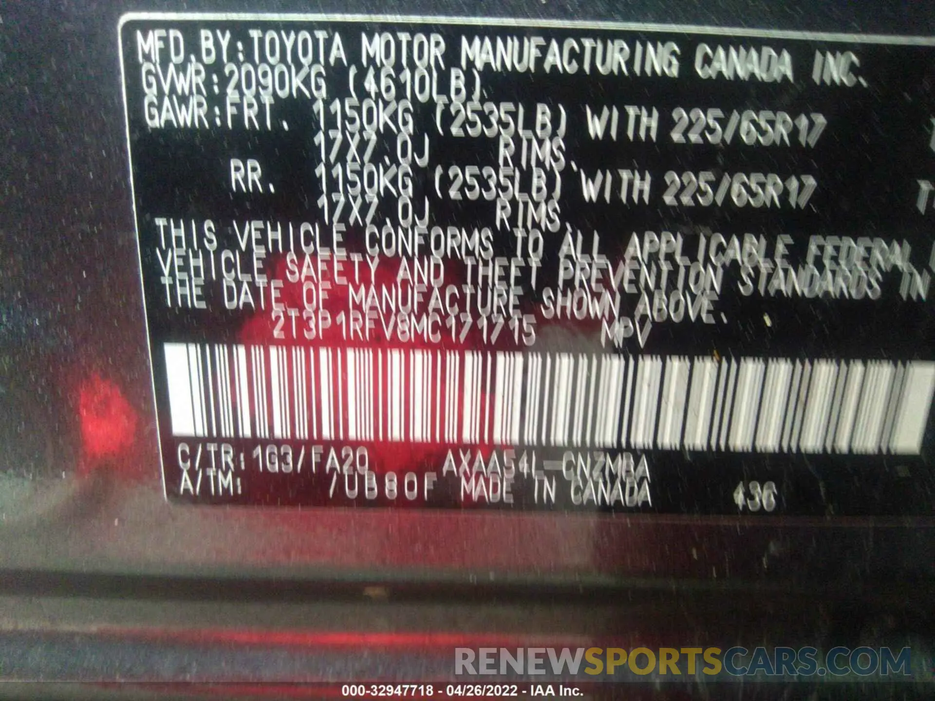 9 fotografías del automóvil dañado 2T3P1RFV8MC171715 TOYOTA RAV4 2021
