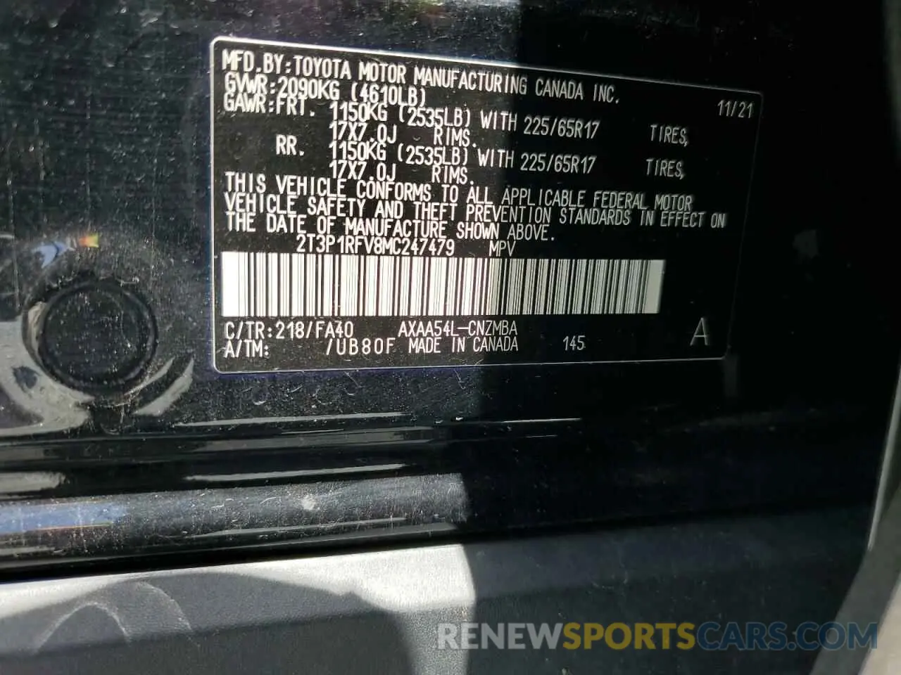 13 fotografías del automóvil dañado 2T3P1RFV8MC247479 TOYOTA RAV4 2021