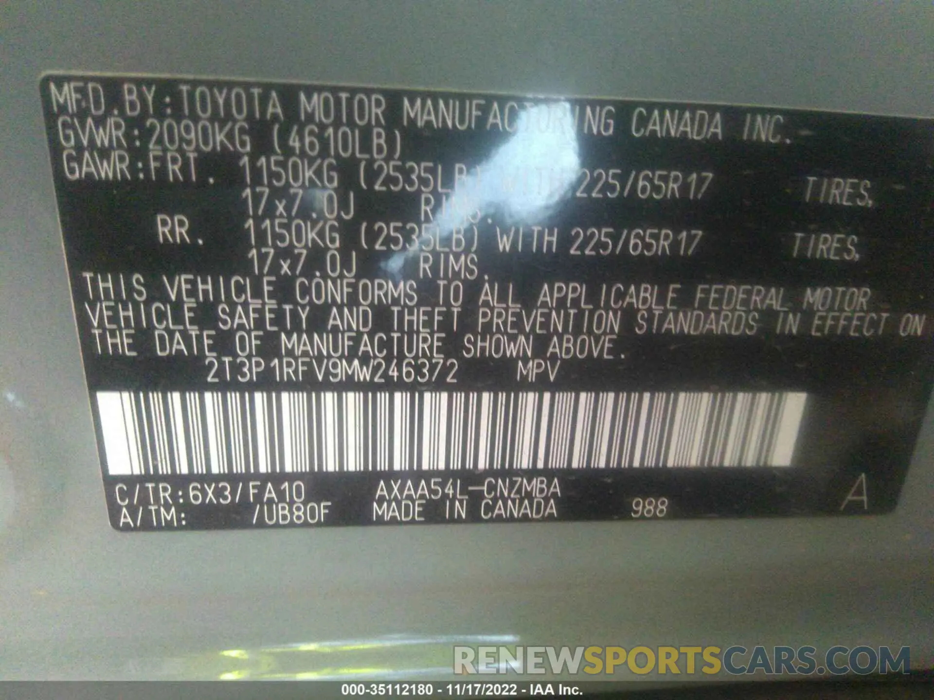 9 fotografías del automóvil dañado 2T3P1RFV9MW246372 TOYOTA RAV4 2021