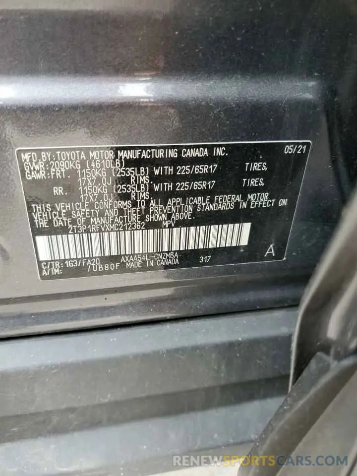 13 fotografías del automóvil dañado 2T3P1RFVXMC212362 TOYOTA RAV4 2021