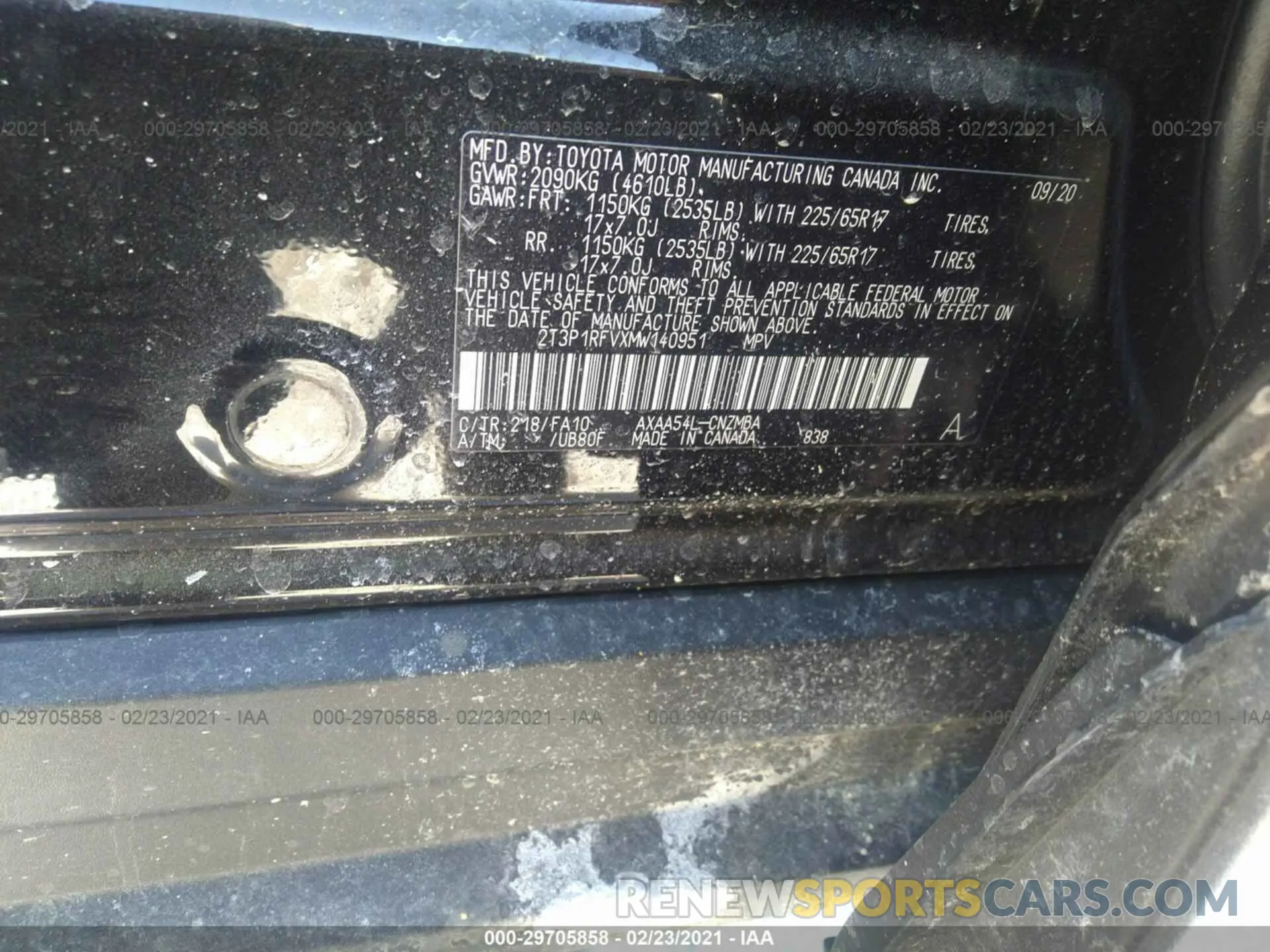 9 fotografías del automóvil dañado 2T3P1RFVXMW140951 TOYOTA RAV4 2021